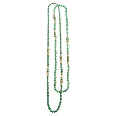 Vintage Adler Genèva 18kt Gold Necklaces 480ct Faceted Bead Emeralds CGL Certified