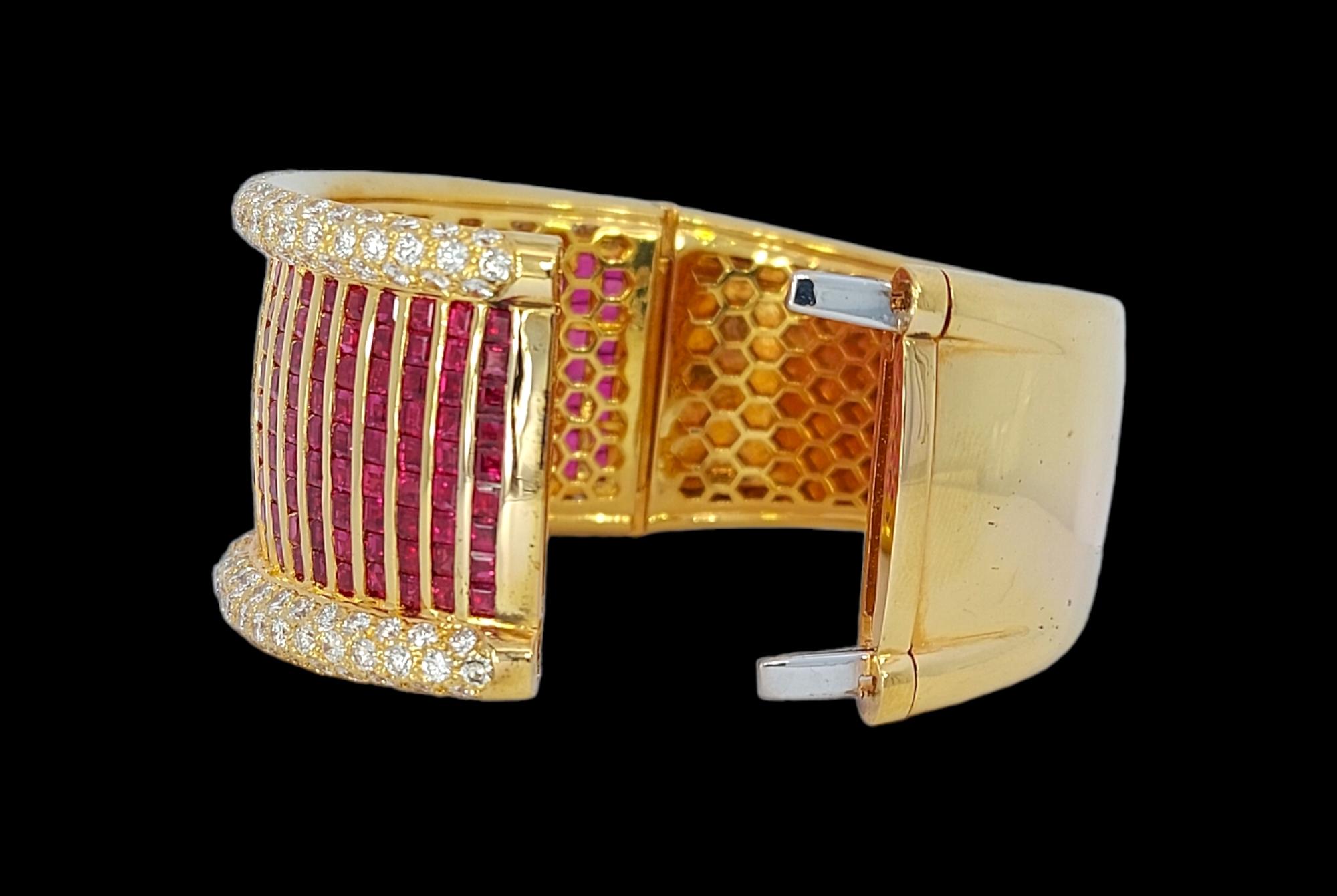 Artisan Adler Geneva Bracelet, Earrings, Ring Rubies & Diamonds H.M.Sultan Qaboos BinSai For Sale