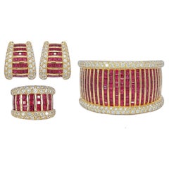 Bracelet Adler Geneva, boucles d'oreilles, rubis et diamants H.M.Sultan Qaboos BinSaid