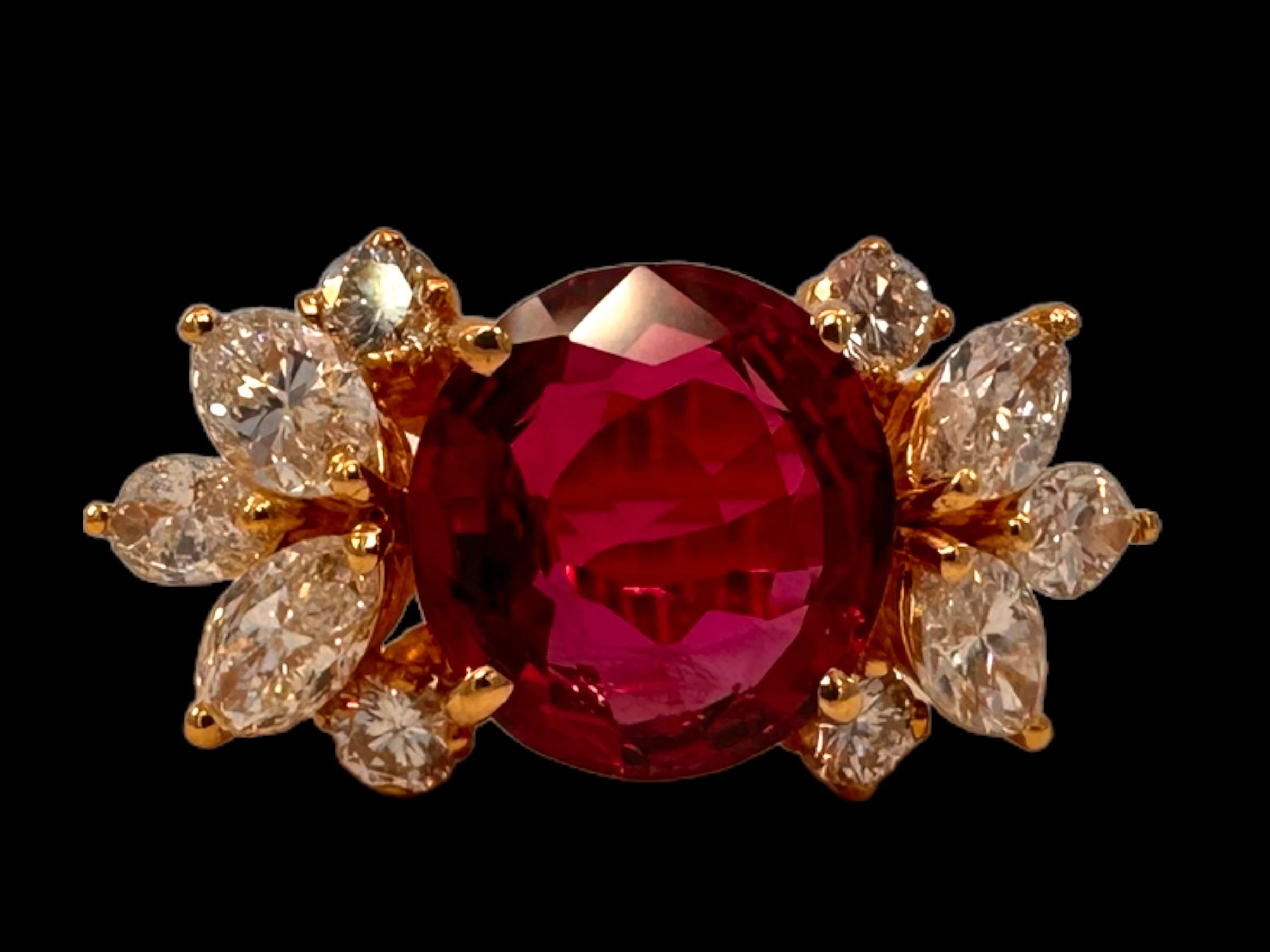 Adler Geneva Ruby & Diamond set: Necklace, Earrings, Ring & Bracelet In Excellent Condition In Antwerp, BE