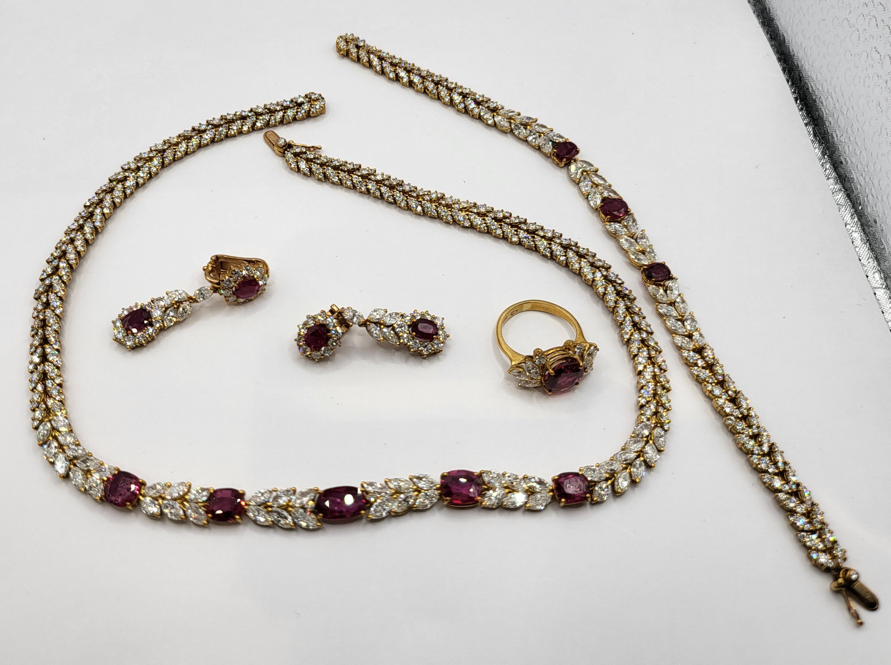 Adler Geneva Ruby & Diamond set: Necklace, Earrings, Ring & Bracelet 1