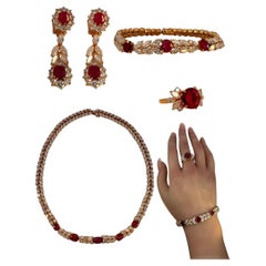 Adler Geneva Ruby & Diamond set: Necklace, Earrings, Ring & Bracelet
