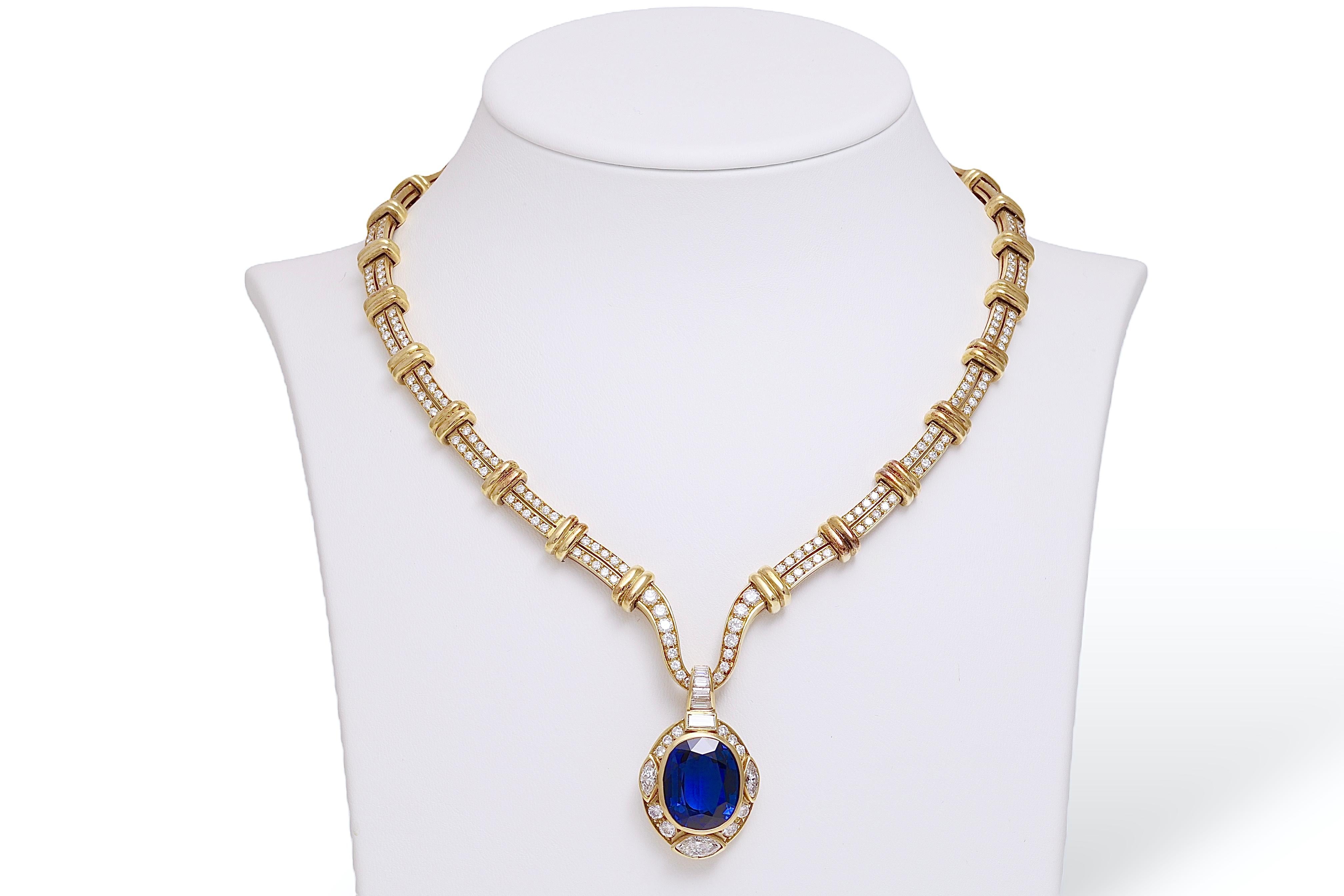Adler Genèva Sapphire & Diamonds Necklace, Estate Sultan Oman Qaboos Bin Said For Sale 4