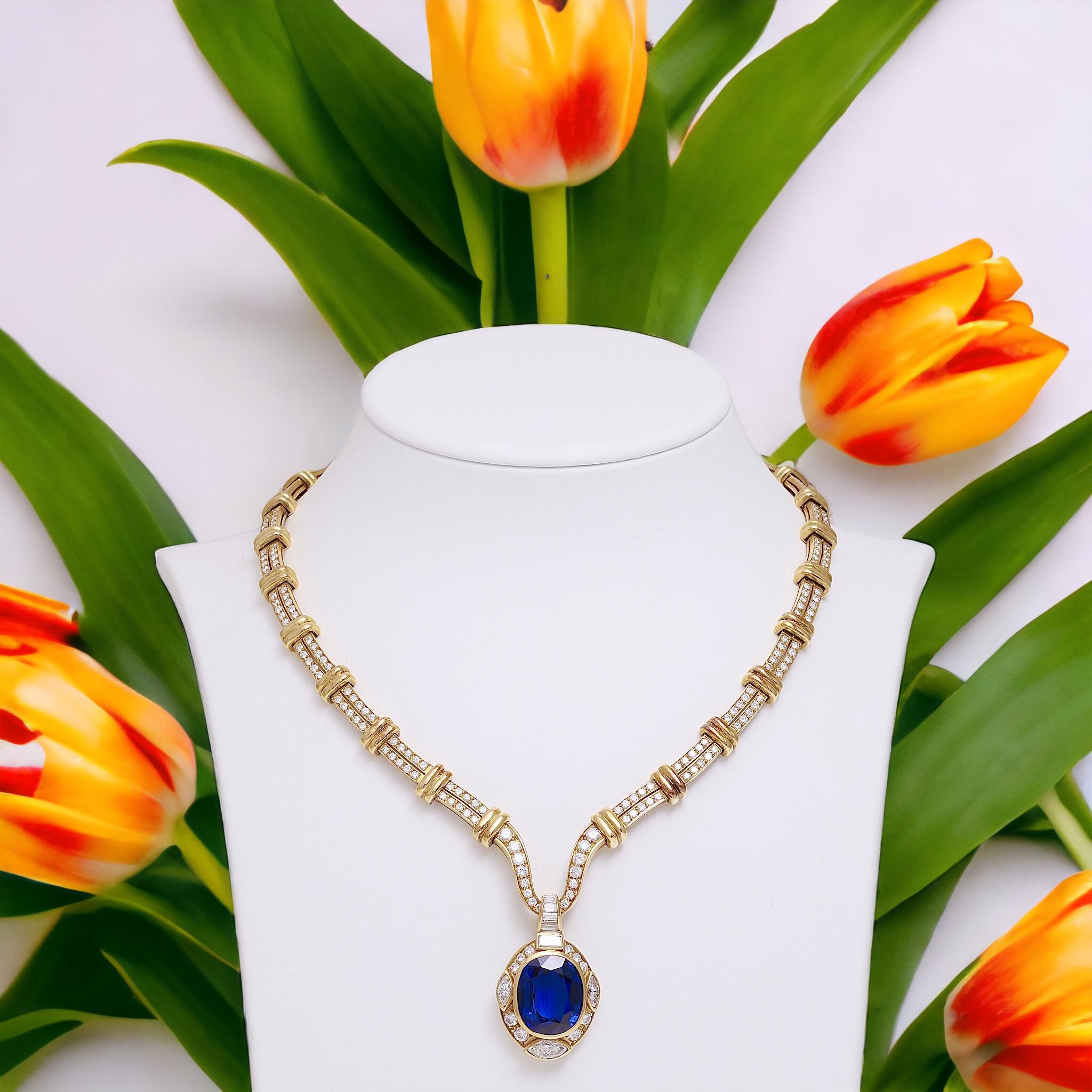 Adler Genèva Saphir & Diamanten Halskette, Nachlass Sultan Oman Qaboos Bin Said im Angebot 5