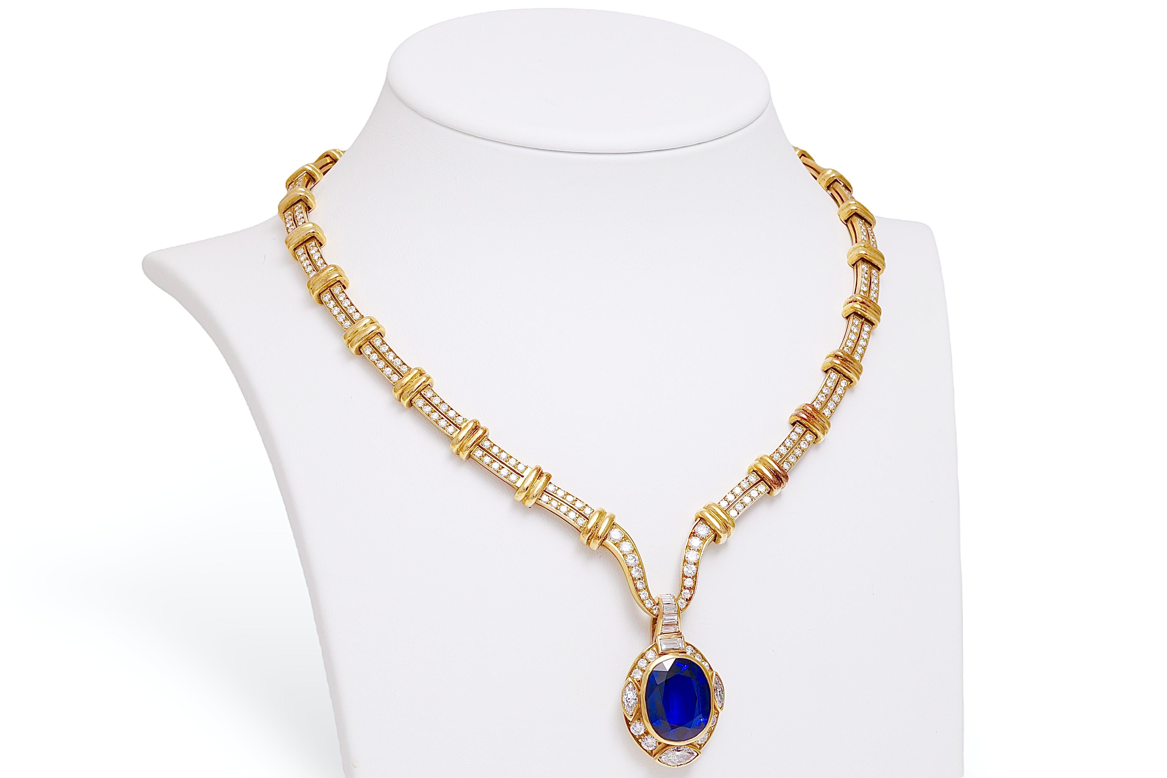 Adler Genèva Sapphire & Diamonds Necklace, Estate Sultan Oman Qaboos Bin Said For Sale 7