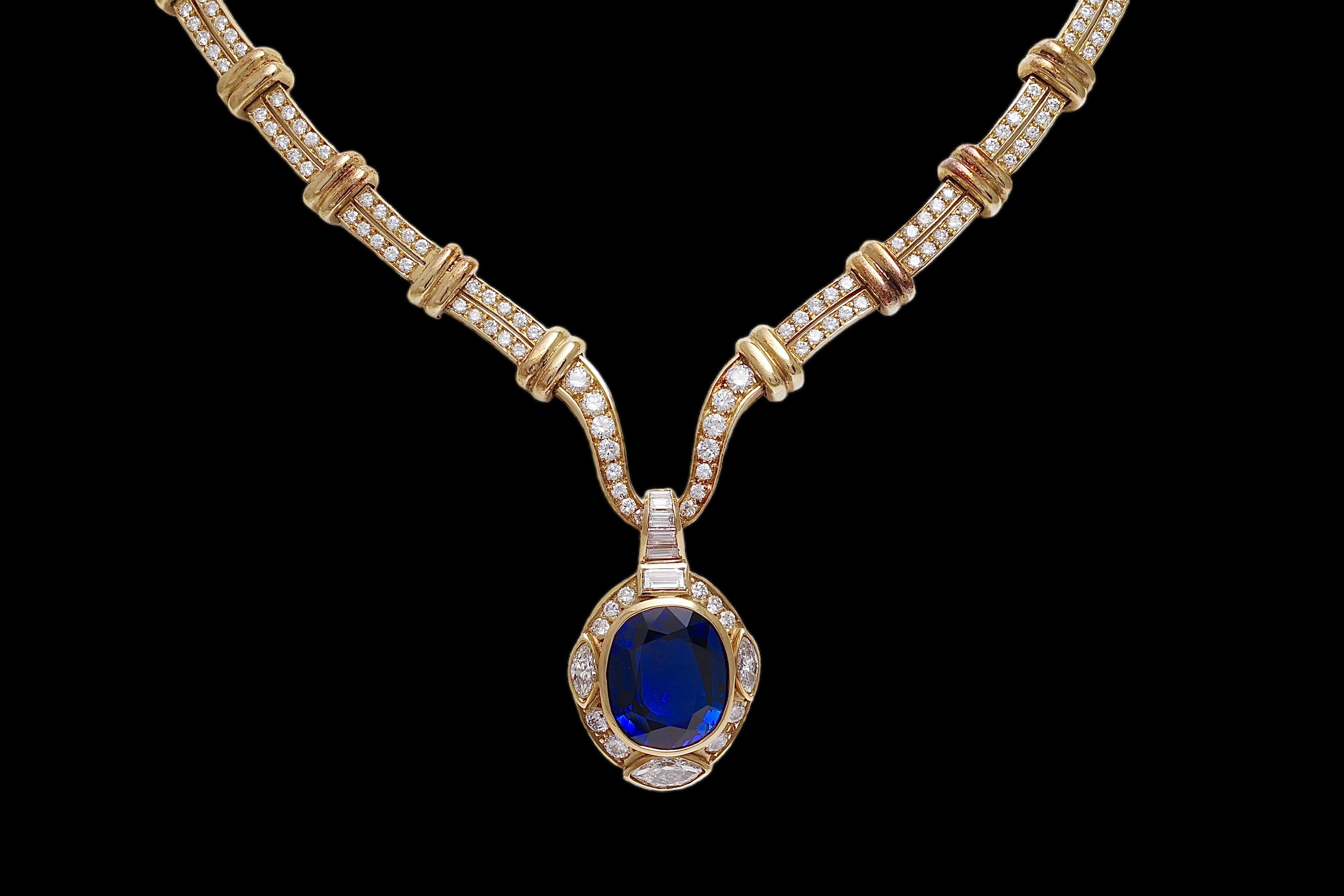 Adler Genèva Sapphire & Diamonds Necklace, Estate Sultan Oman Qaboos Bin Said For Sale 8