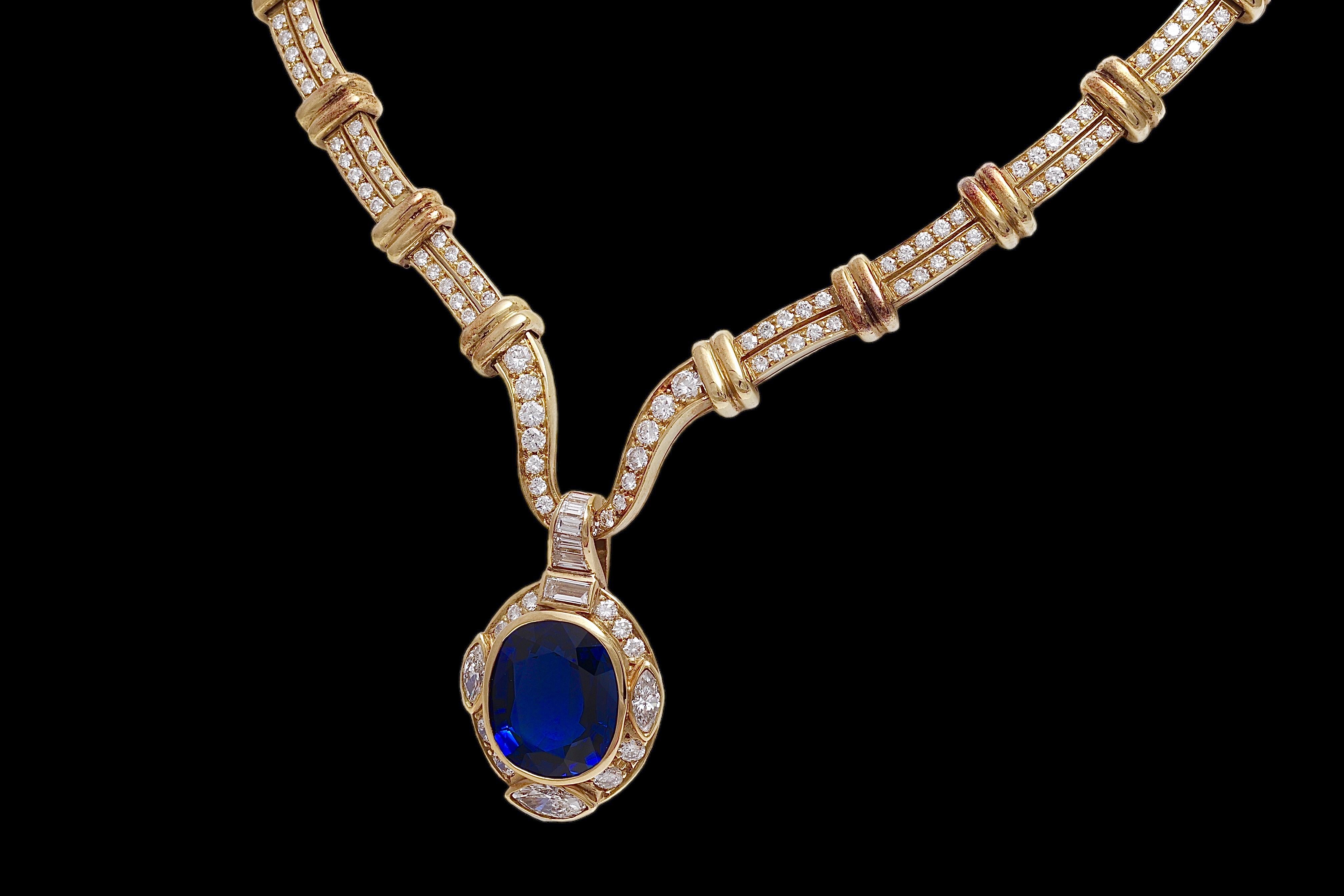 Adler Genèva Sapphire & Diamonds Necklace, Estate Sultan Oman Qaboos Bin Said For Sale 9
