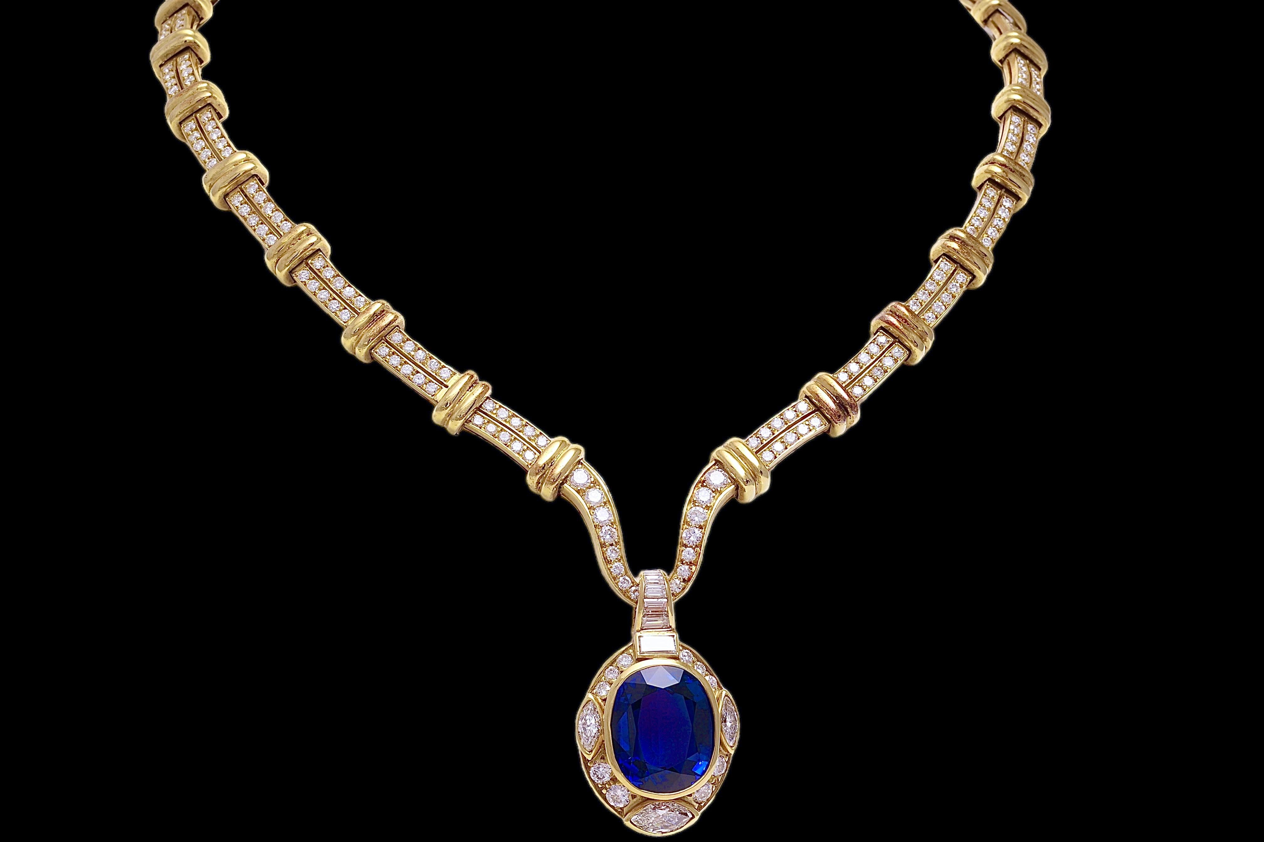 Adler Genèva Sapphire & Diamonds Necklace, Estate Sultan Oman Qaboos Bin Said For Sale 10