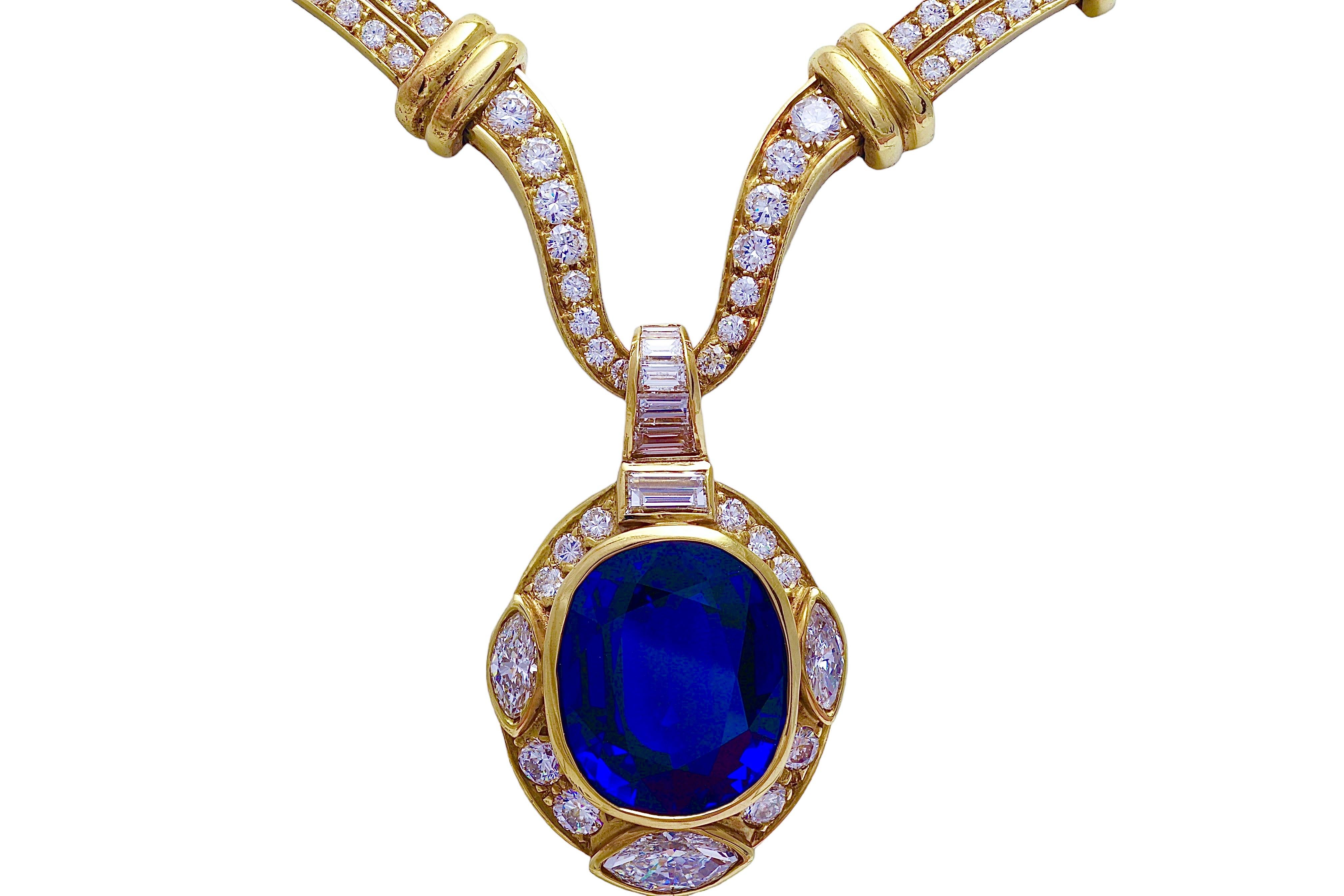 Adler Genèva Saphir & Diamanten Halskette, Nachlass Sultan Oman Qaboos Bin Said im Angebot 11