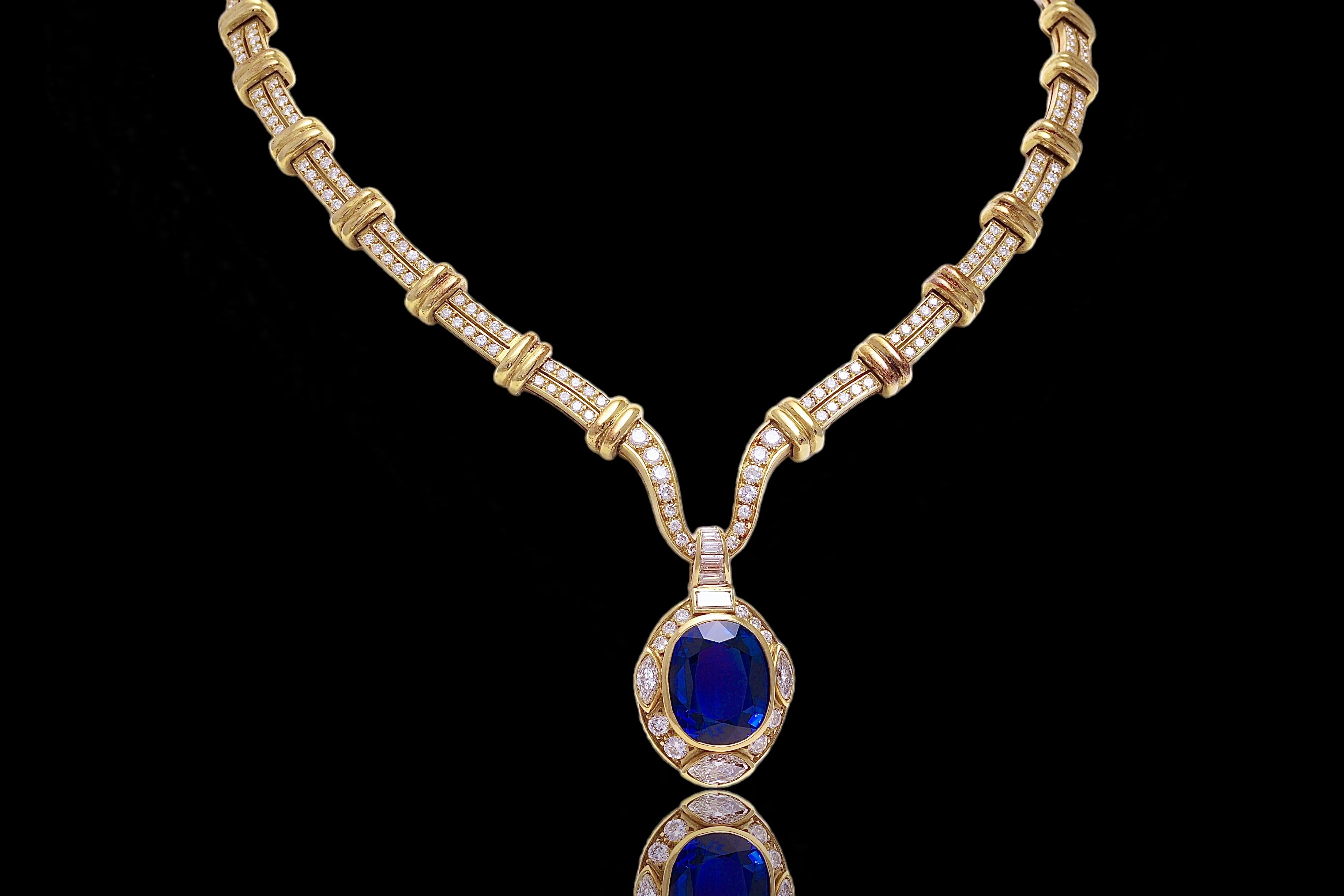 Adler Genèva Sapphire & Diamonds Necklace, Estate Sultan Oman Qaboos Bin Said For Sale 12