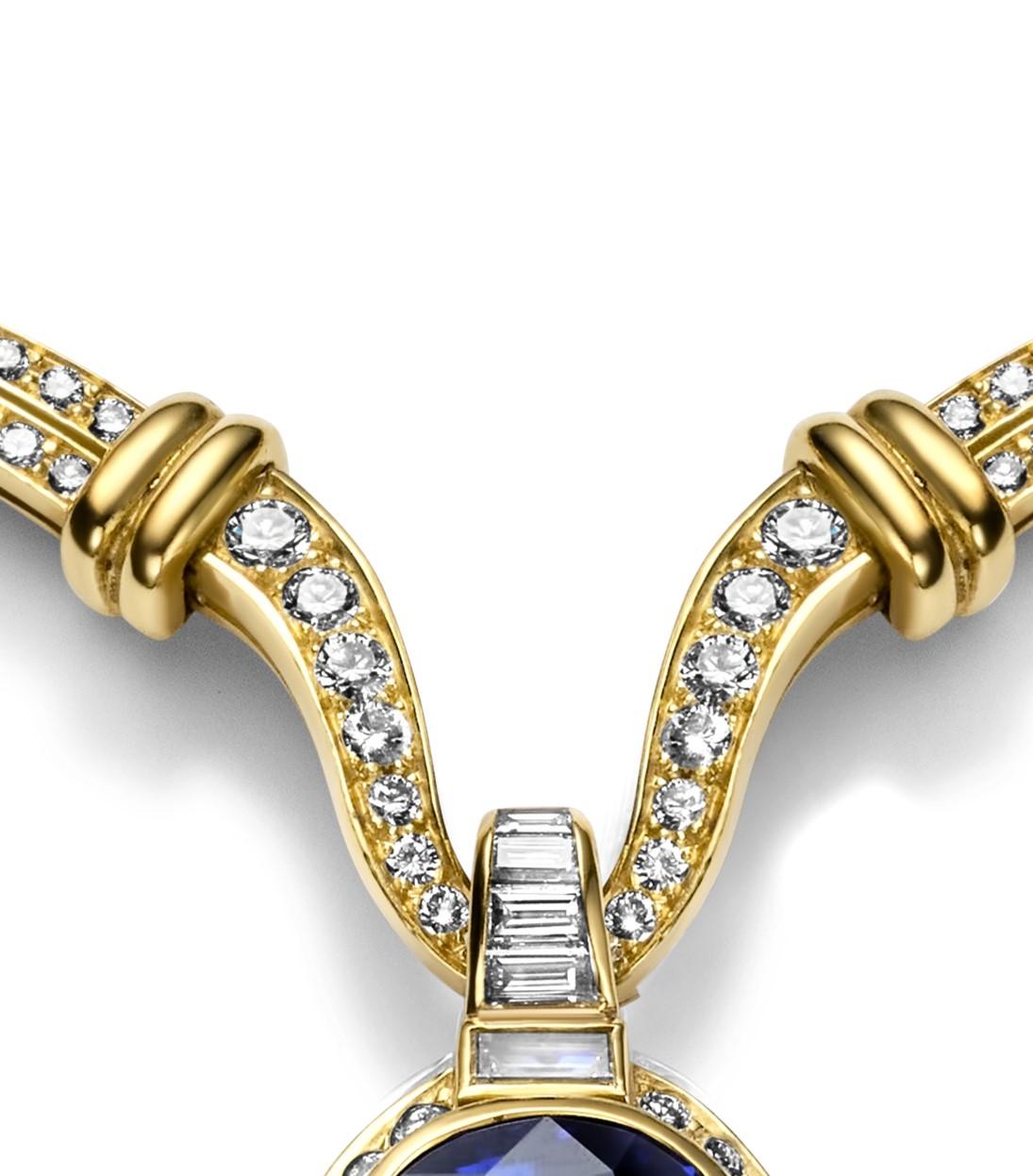 Adler Genèva Saphir & Diamanten Halskette, Nachlass Sultan Oman Qaboos Bin Said im Zustand „Hervorragend“ im Angebot in Antwerp, BE