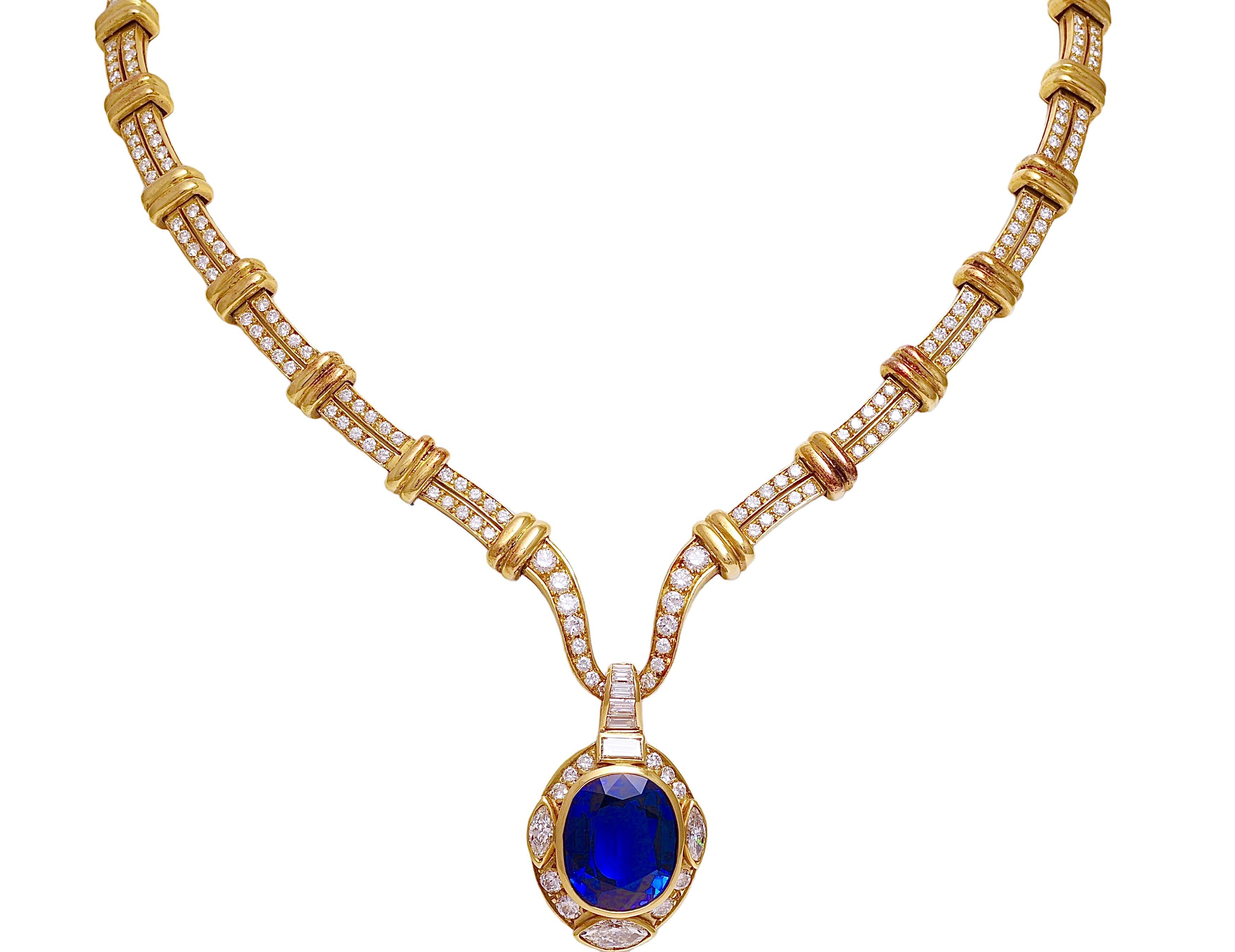 Adler Genèva Sapphire & Diamonds Necklace, Estate Sultan Oman Qaboos Bin Said For Sale 3