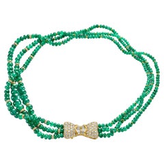 Adler Genève 18kt Gold 190 ct Emeralds Beaded Necklace, Estate Sultan of Oman