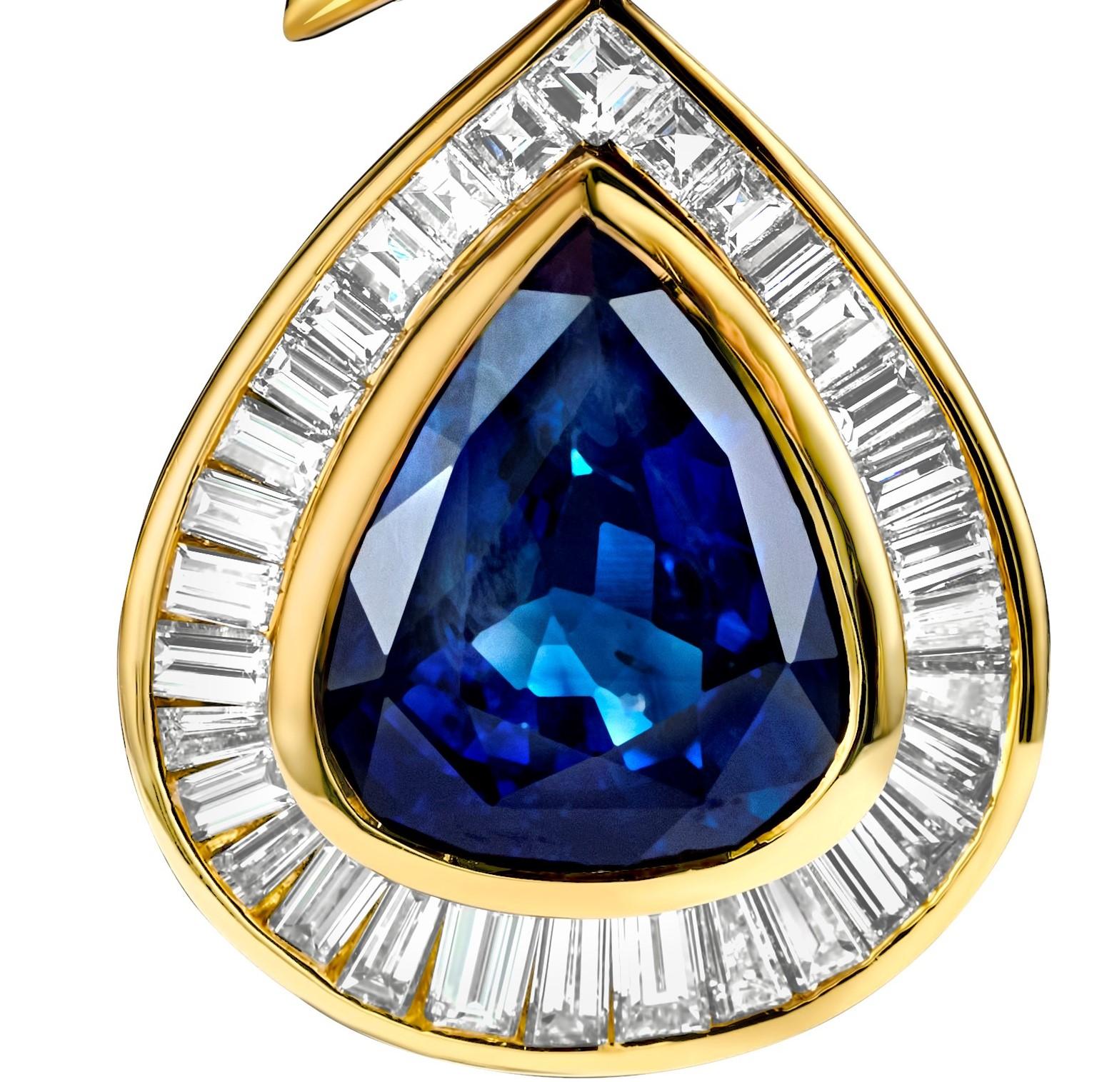 Taille poire Adler Genève Boucles d'oreilles 17.5 ct. Saphir & 11 ct. Diamants, Domaine Sultan Oman en vente