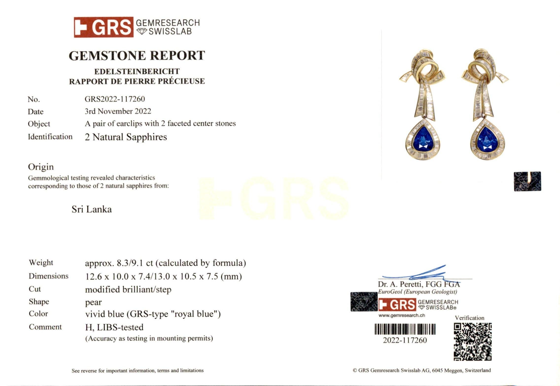 Artisan Adler Genève Earrings 17.5ct, Sapphire & 11ct, Diamonds, Estate Sultan Oman For Sale