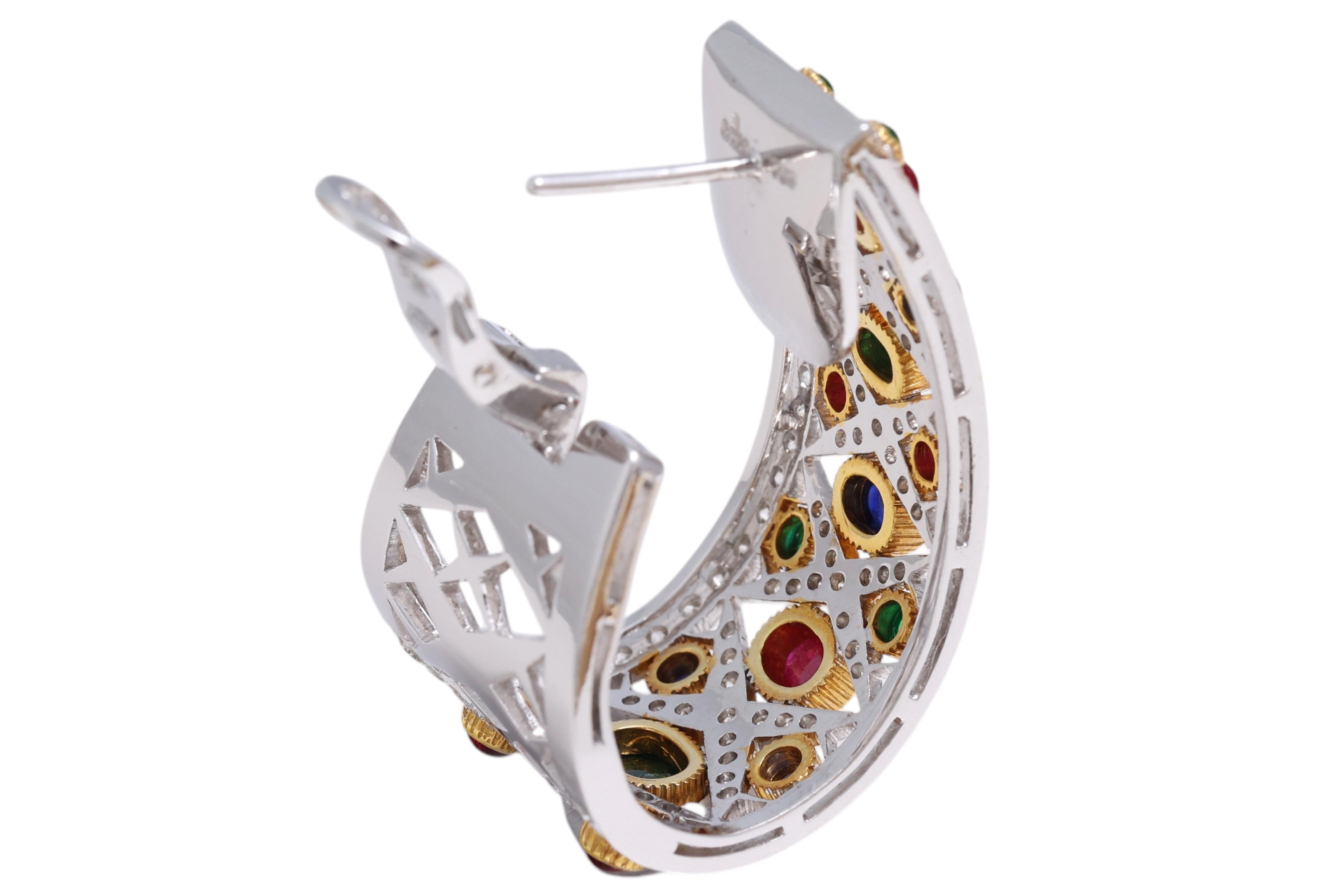 Artisan Adler Genève Earrings Precious Stones & Diamonds H.M.Sultan Qaboos Bin Said Oman For Sale