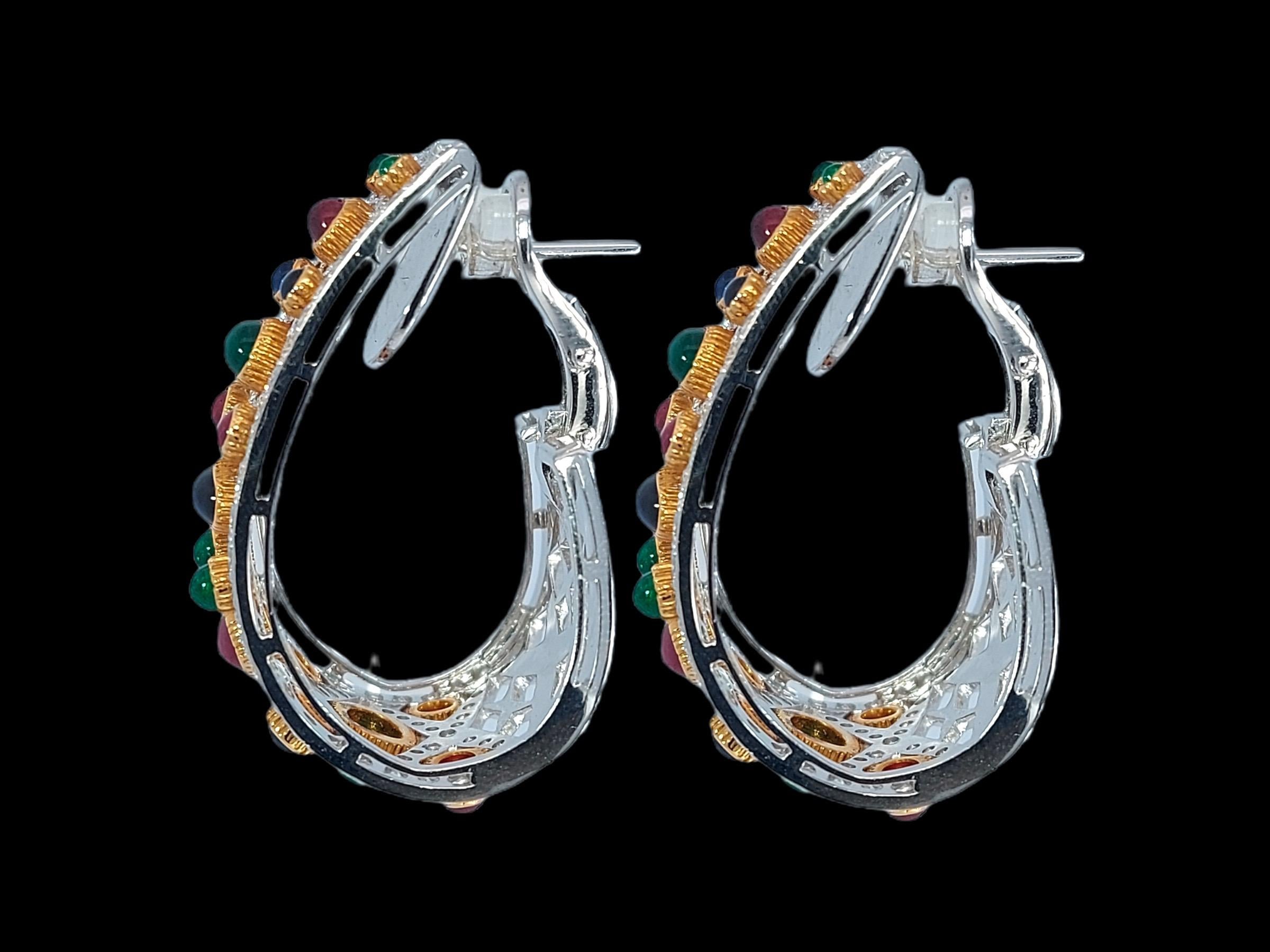 Adler Genève Earrings Precious Stones & Diamonds H.M.Sultan Qaboos Bin Said Oman In Excellent Condition For Sale In Antwerp, BE