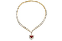 Adler Genève Set 18k Gold Necklace, Ring, Earrings, Bracelet, Ruby, Diamonds