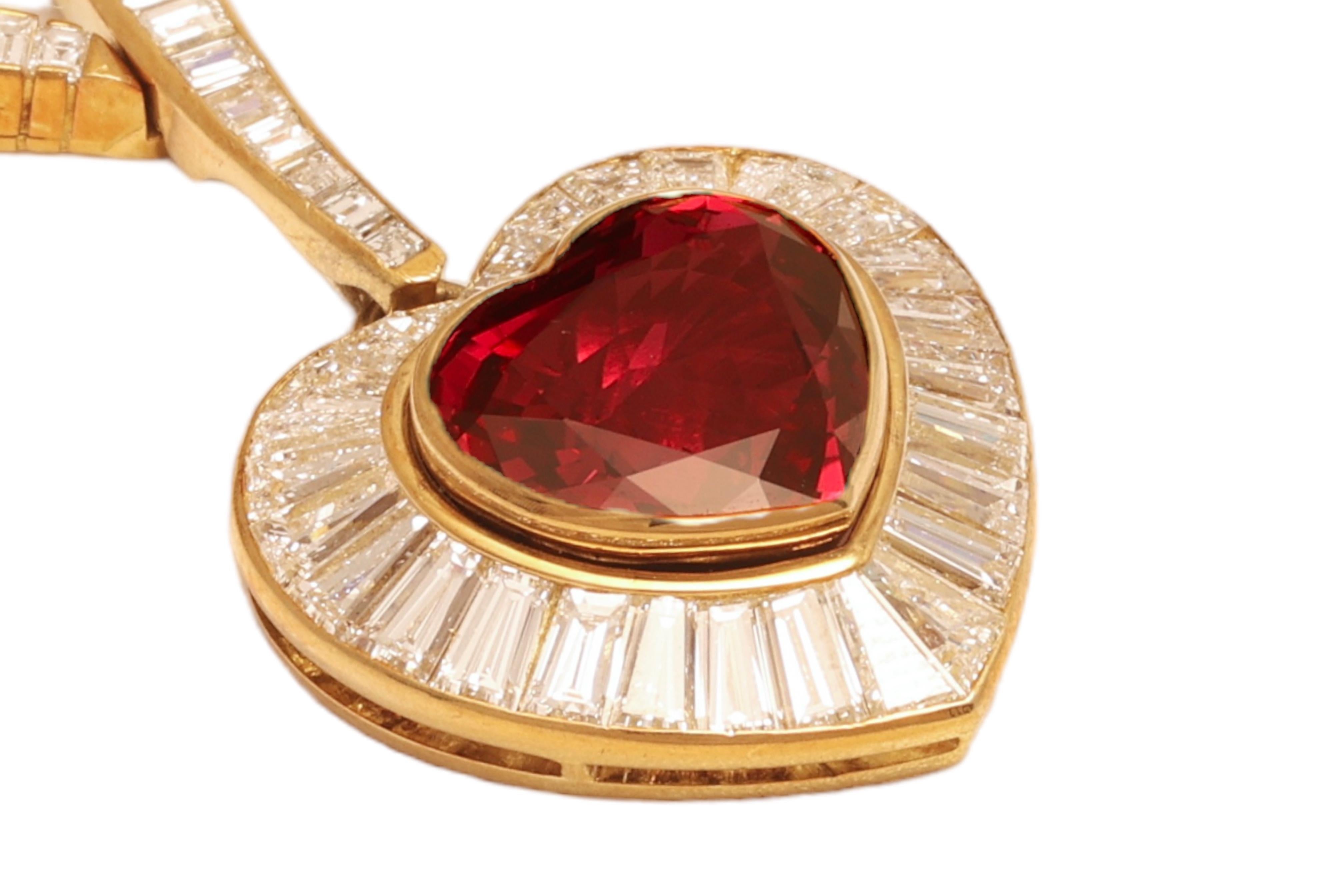 Adler Genève Set 18k Gold Necklace, Ring, Earrings, Bracelet, Ruby, Diamonds In Excellent Condition For Sale In Antwerp, BE