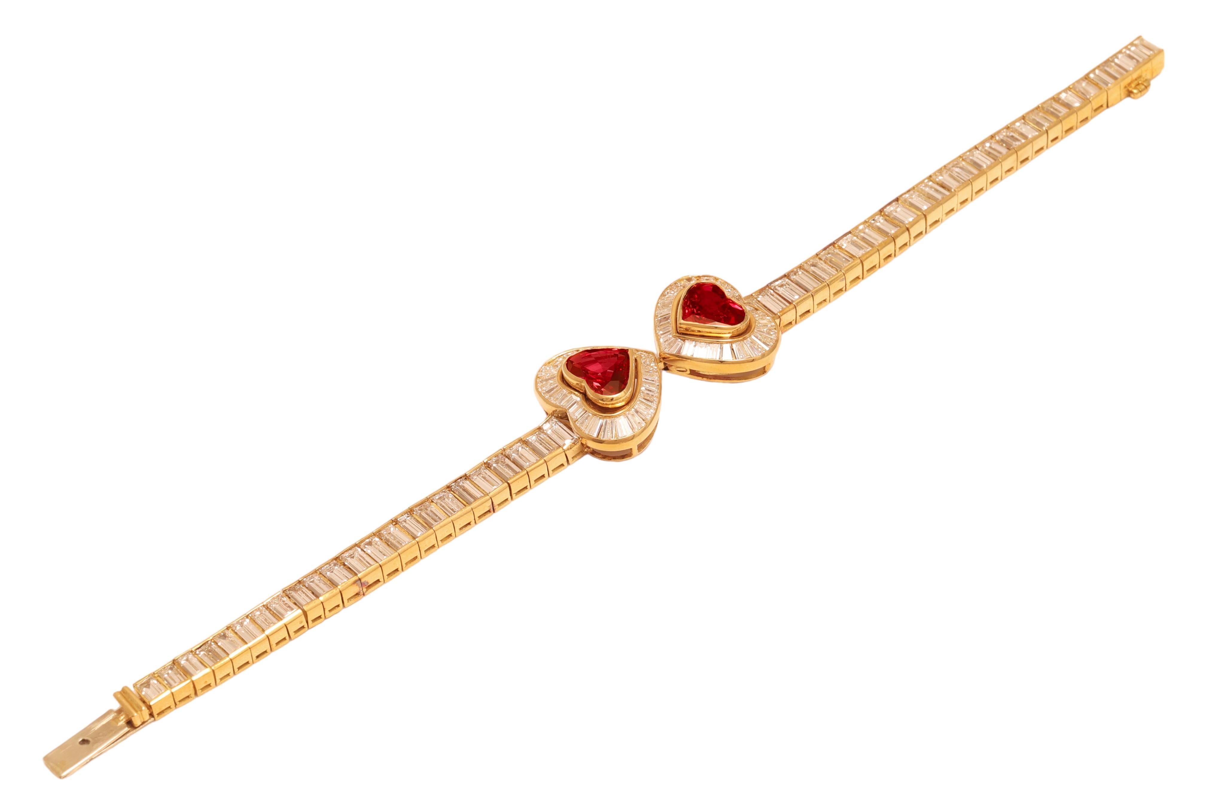 Adler Genève Set 18k Gold Necklace, Ring, Earrings, Bracelet, Ruby, Diamonds For Sale 2