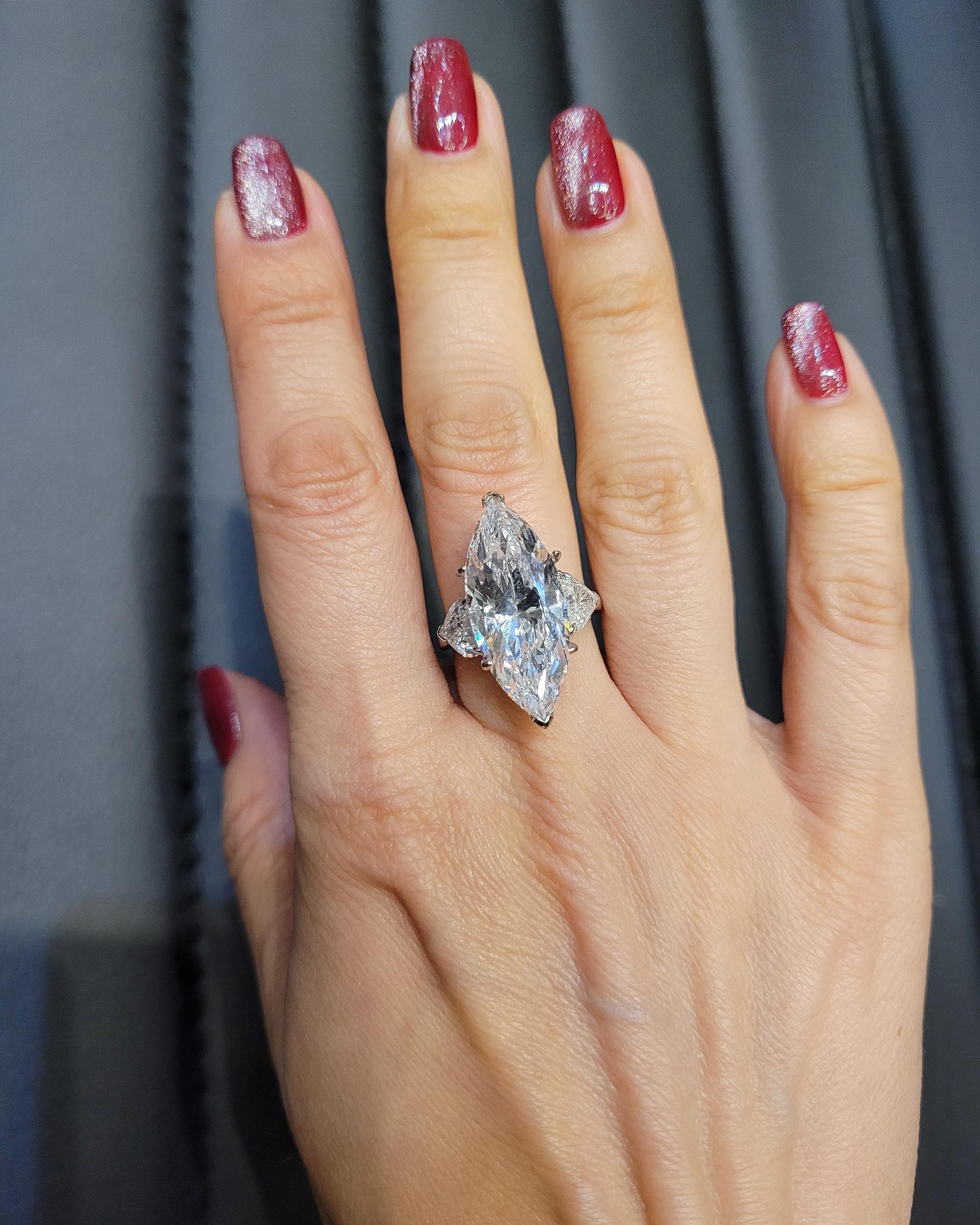 Contemporain Adler Bague en diamant marquise de 10,04 carats de couleur D, certifié GIA en vente