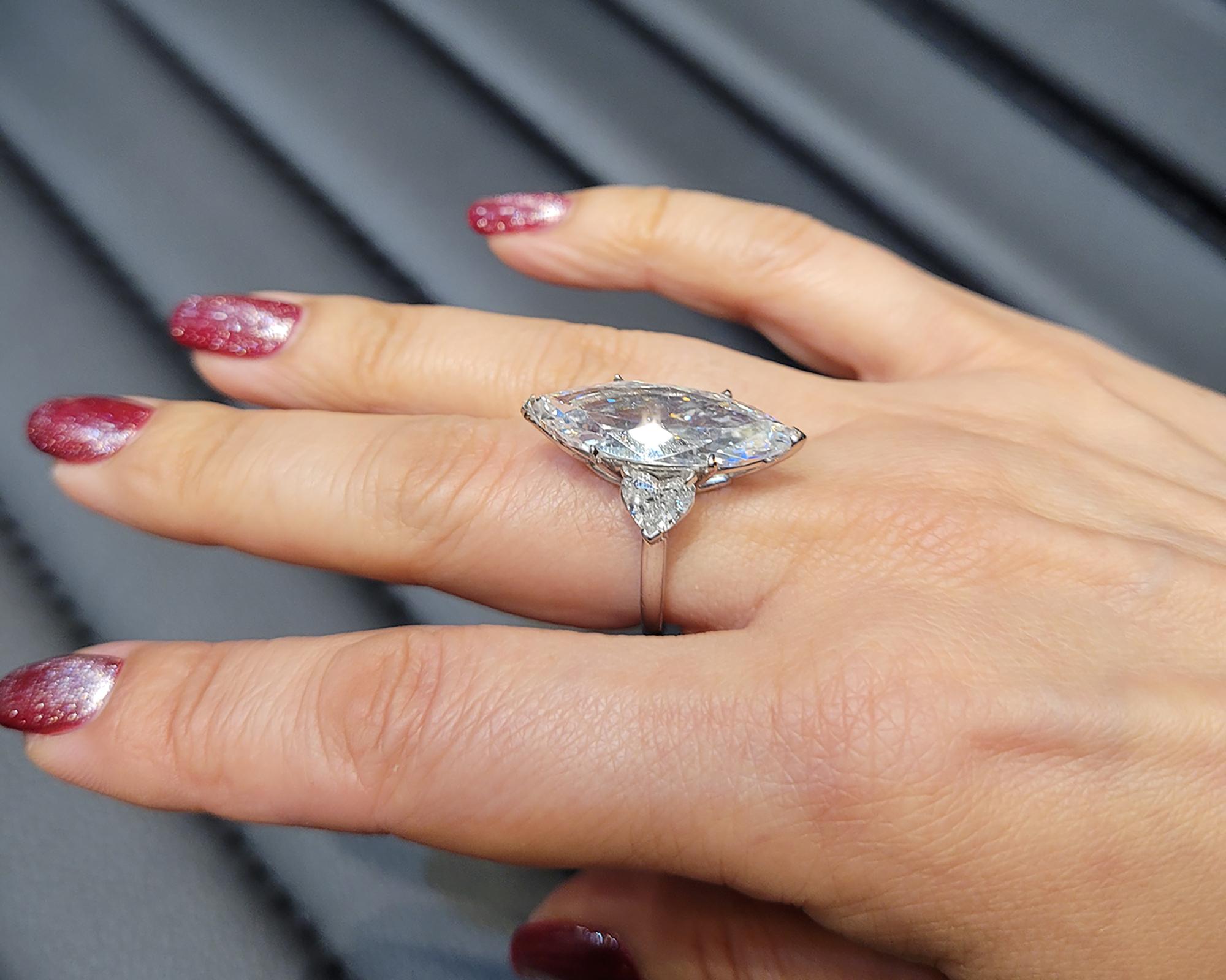Taille Marquise Adler Bague en diamant marquise de 10,04 carats de couleur D, certifié GIA en vente