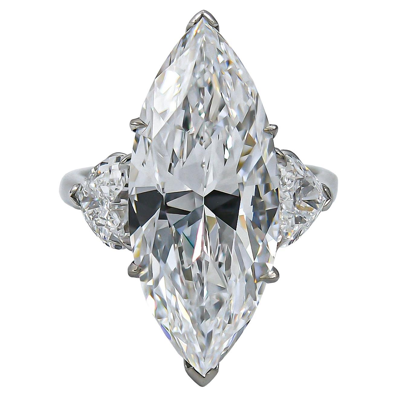 Adler GIA Certified 10.04 Carat D Color Marquise Diamond Ring For Sale