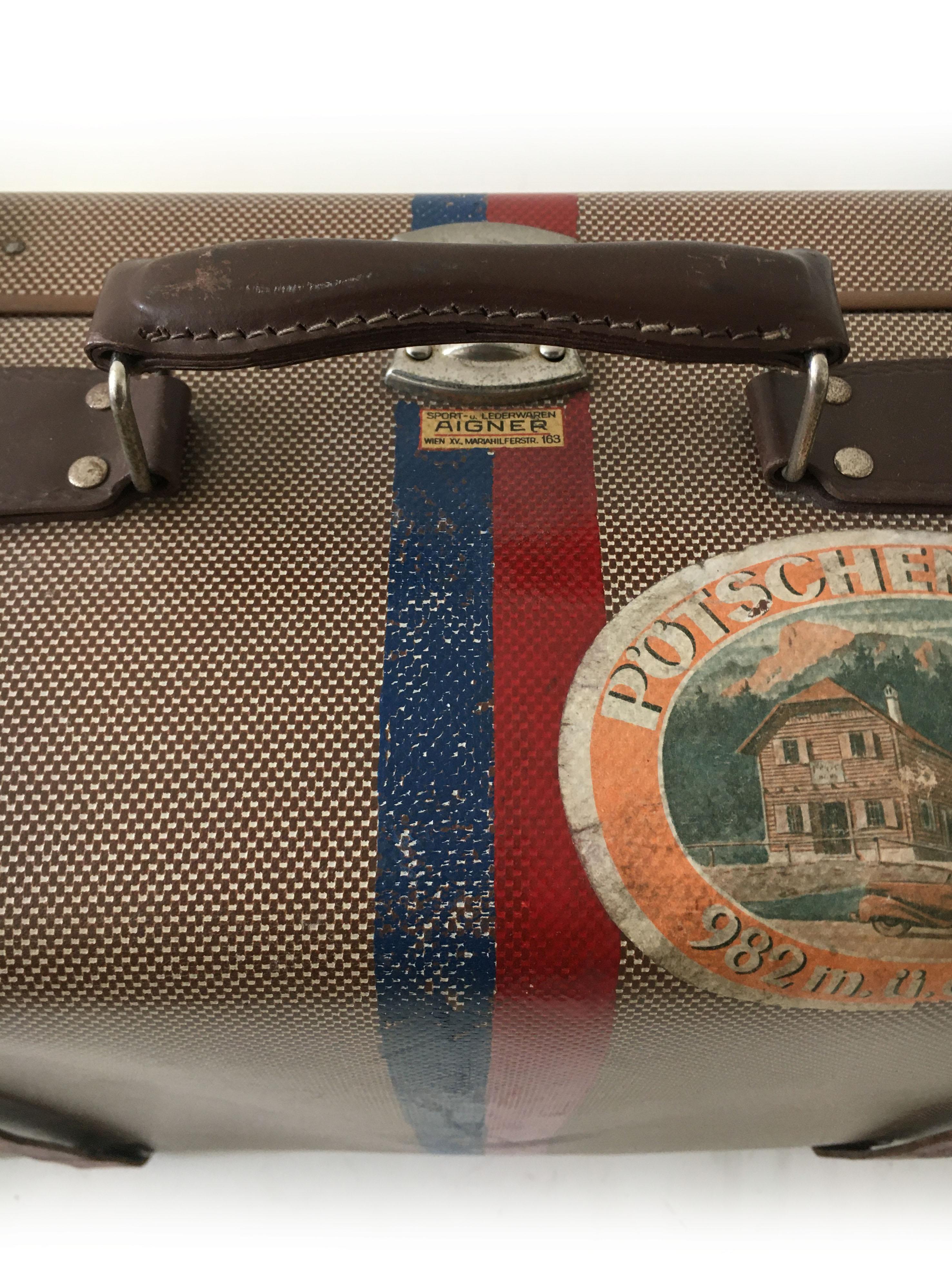 Adler Koffer Luggage with Painted Coat of Arms, Crest of Trieste, Austria 1930s 1