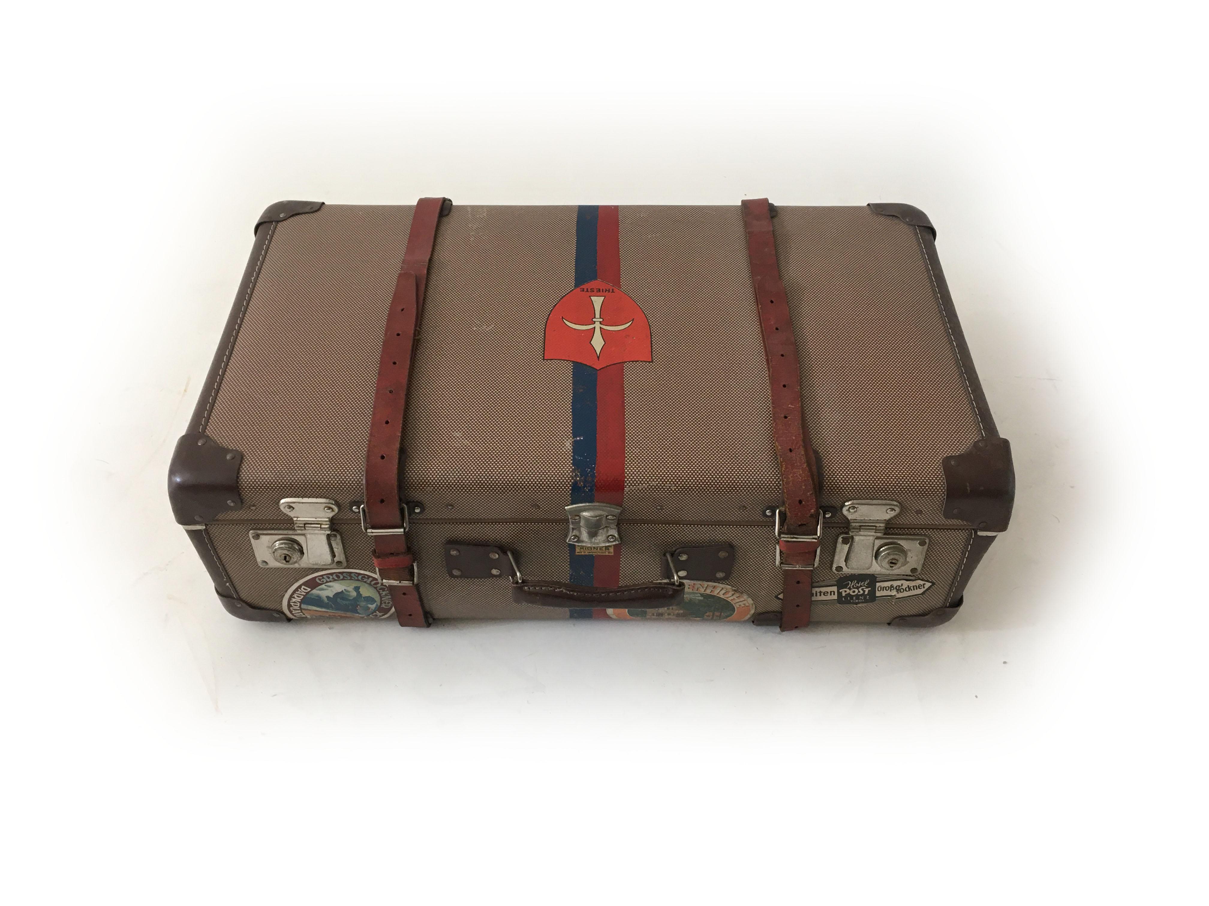 Adler Koffer Luggage with Painted Coat of Arms, Crest of Trieste, Austria 1930s 2