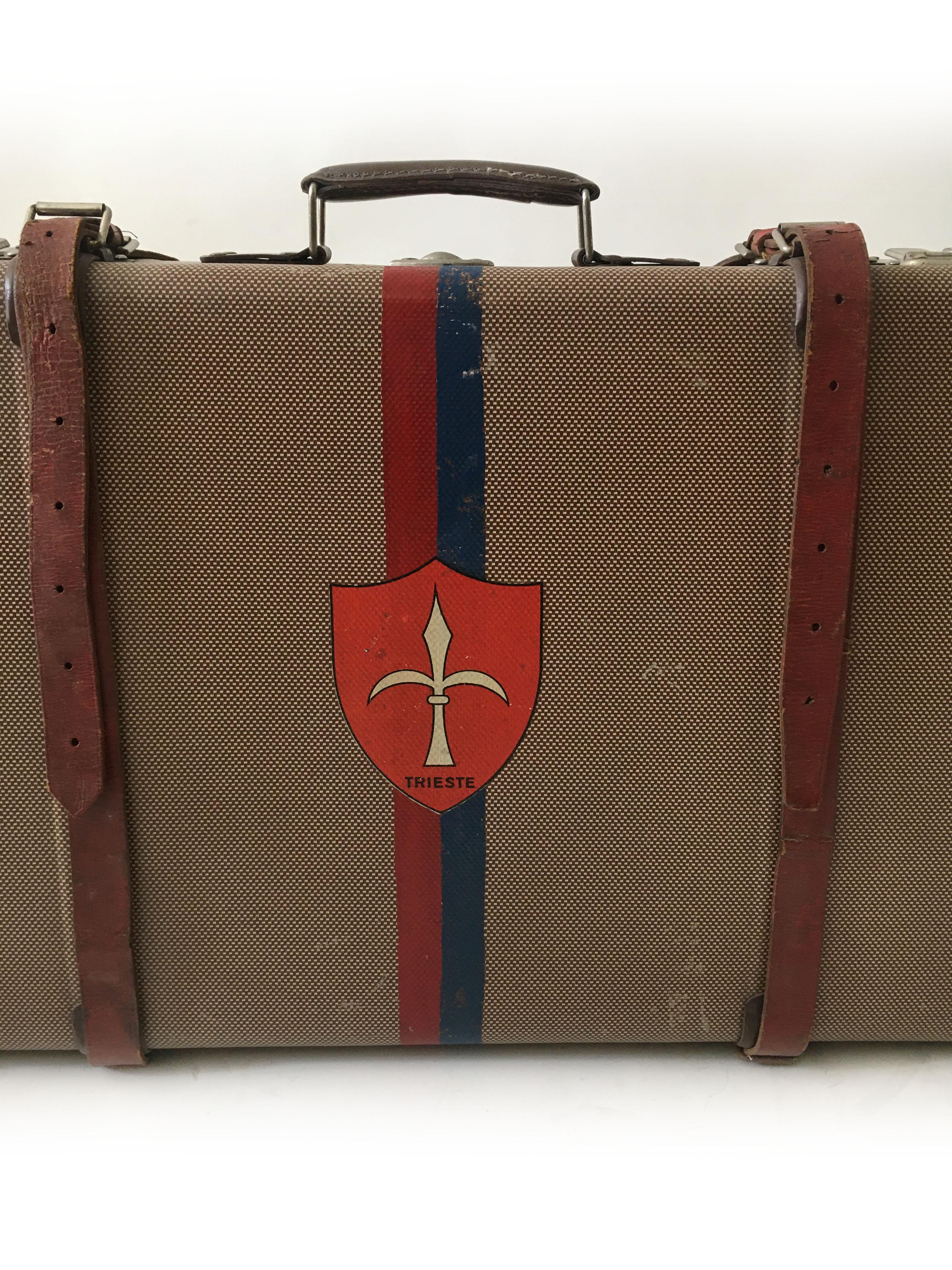Art Deco Adler Koffer Luggage with Painted Coat of Arms, Crest of Trieste, Austria 1930s