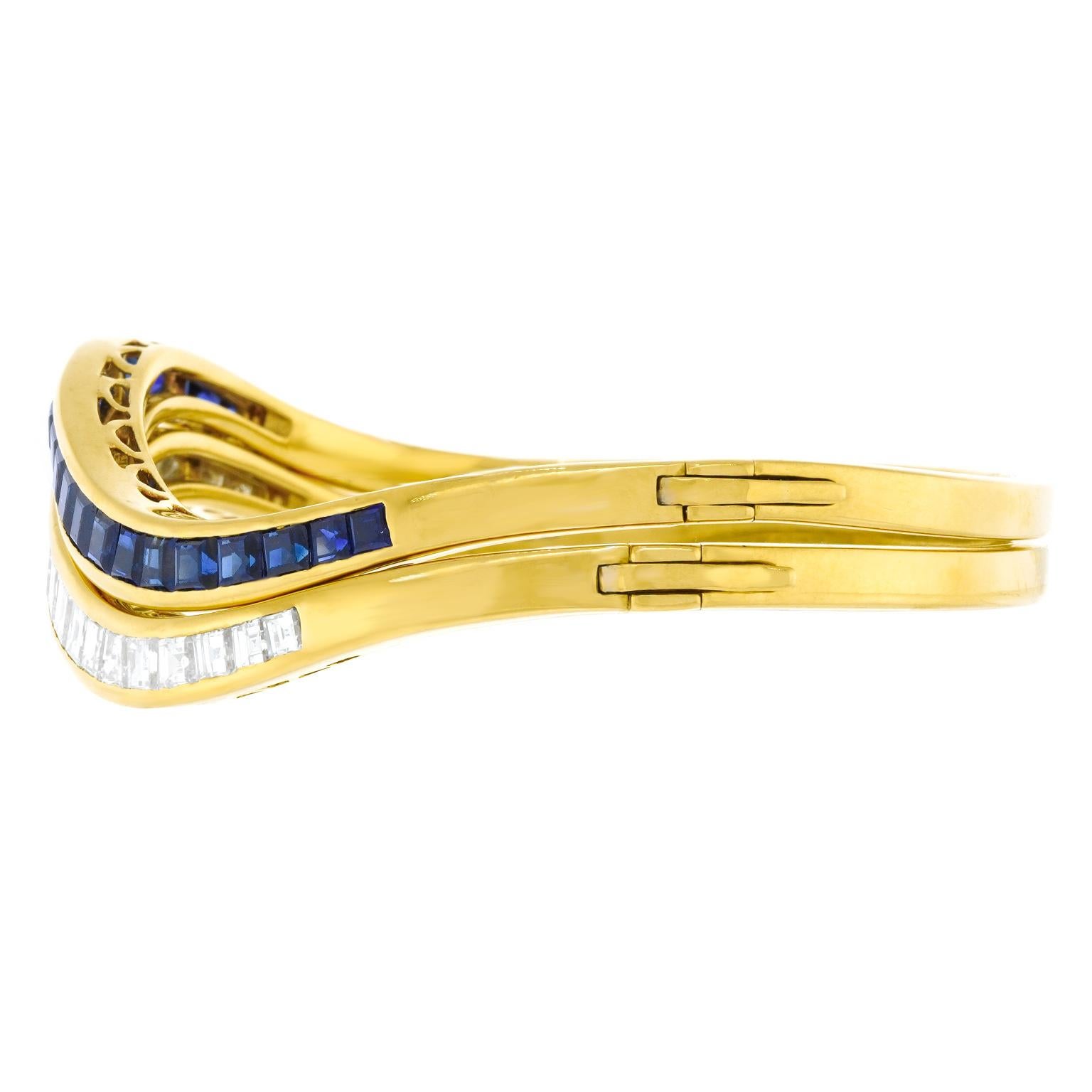 Adler Pair Sapphire Bangle and Diamond Bracelets 4