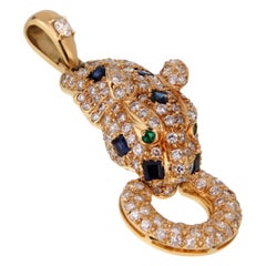 Adler Panther Diamond Sapphire Collar Colgante de Oro