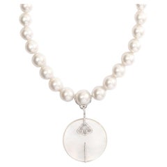 Adler Pendant Diamond Mother of Pearl White Pearl Diamond Clasp Necklace