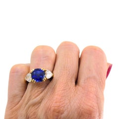 Adler Ring 18k gold Sri Lanka Sapphire Heart Shaped Diamond GRS Report
