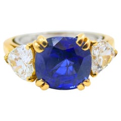 Adler Ring 18k gold Sri Lanka Sapphire Heart Shaped Diamond GRS Report