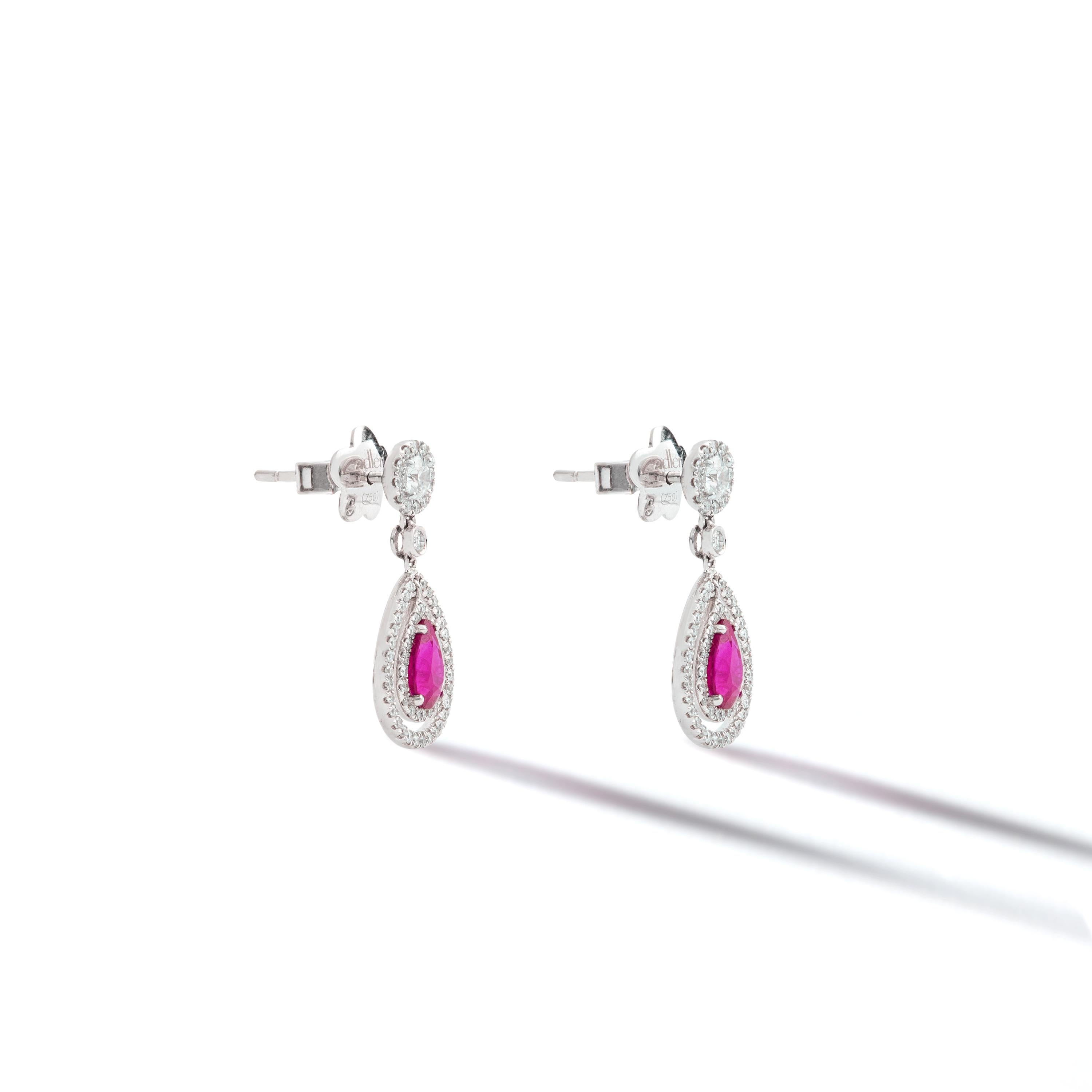 Ruby and Diamond on white Gold Earrings.
Signed Adler.
Contemporary.