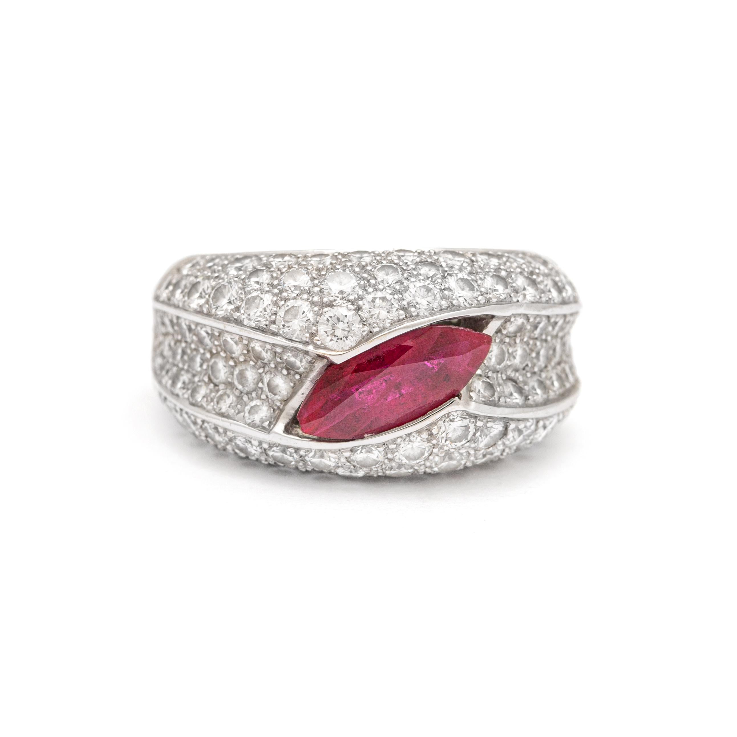 Adler Ruby and Diamond White Gold 18K Ring.
Ring size: 6 US.
Weight: 13.21 grams.
