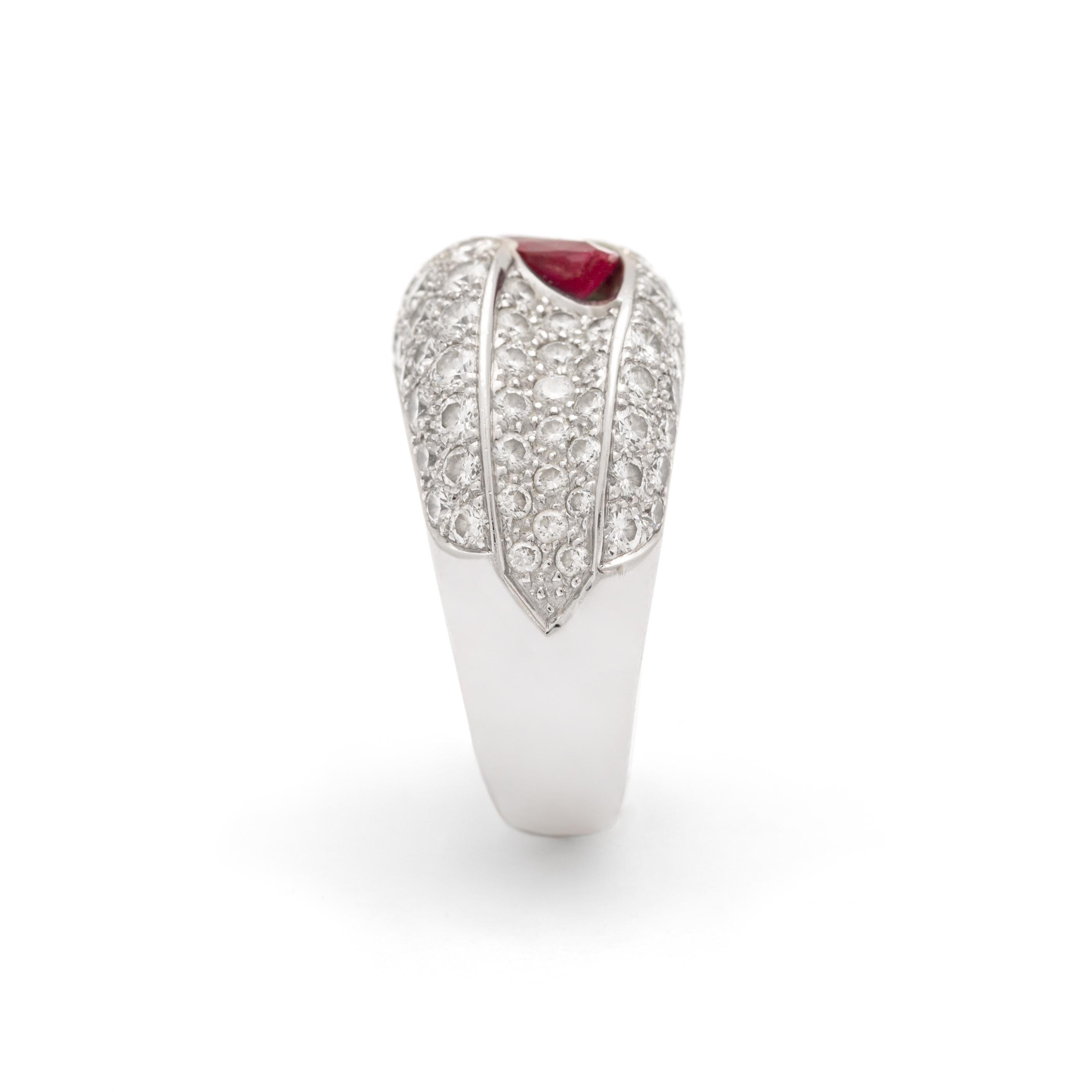 Marquise Cut Adler Ruby and Diamond White Gold 18K Ring For Sale