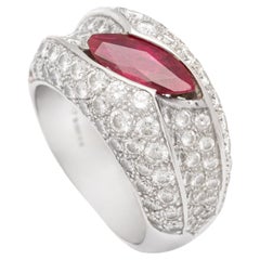 Vintage Adler Ruby and Diamond White Gold 18K Ring