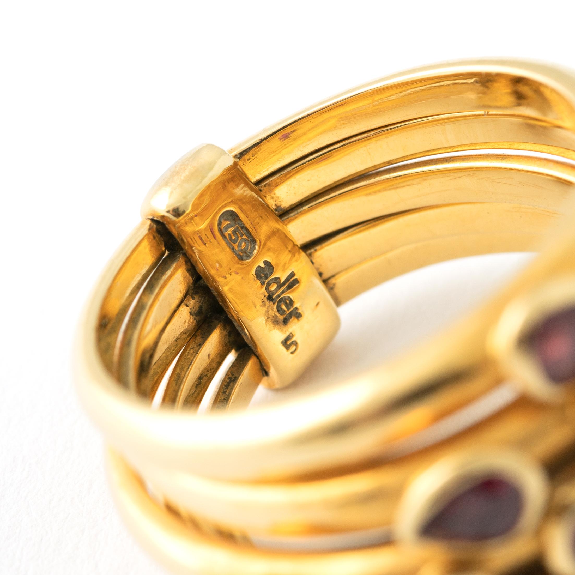 Adler Seragilo Collection Ruby Diamond Yellow Gold 18K Ring In Good Condition For Sale In Geneva, CH