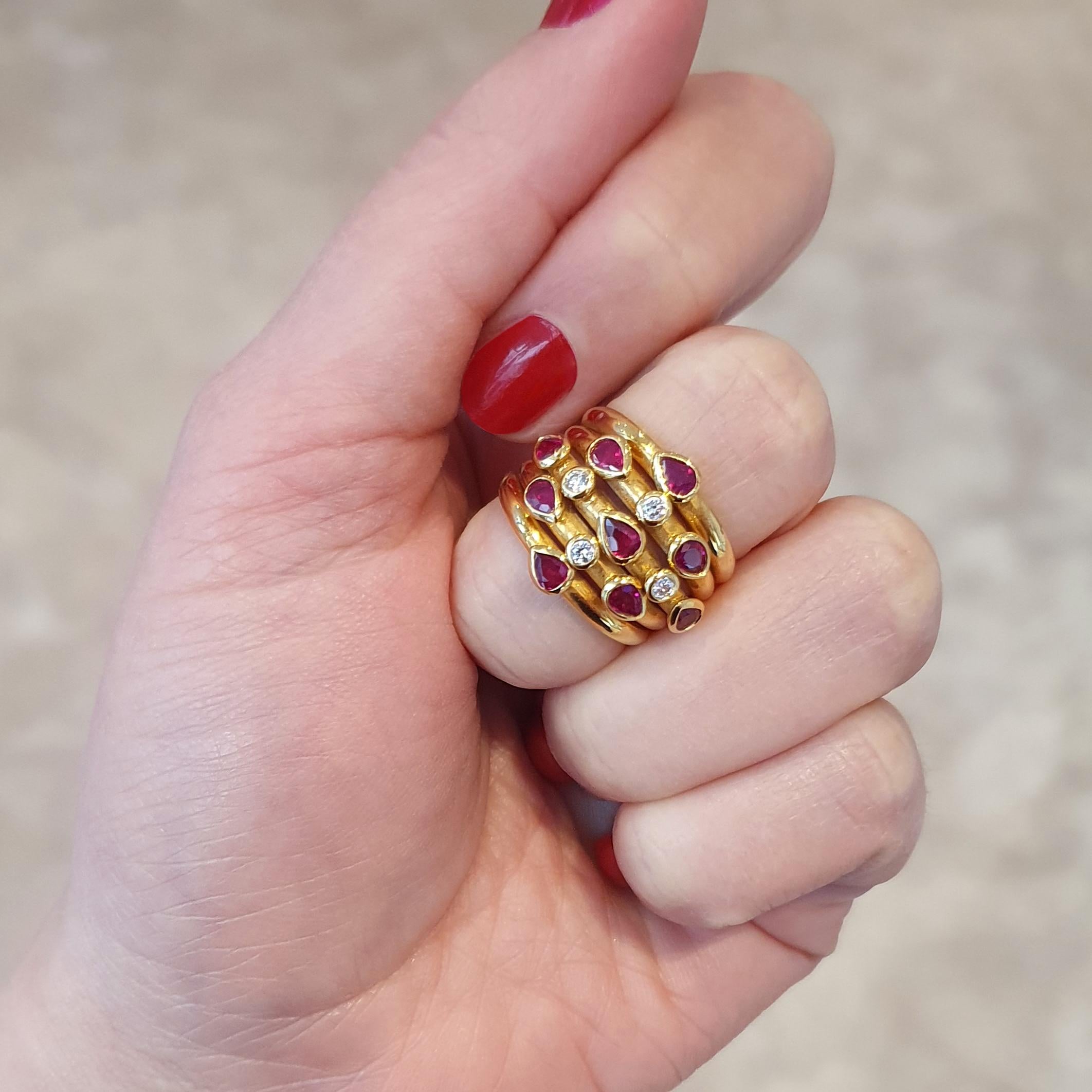 Adler Seragilo Collection Ruby Diamond Yellow Gold 18K Ring For Sale 4