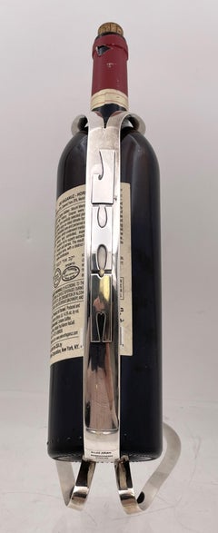 Adler Sterling Silver Hammered Wine Bottle Holder Novelty Bar Mid-Century Modern