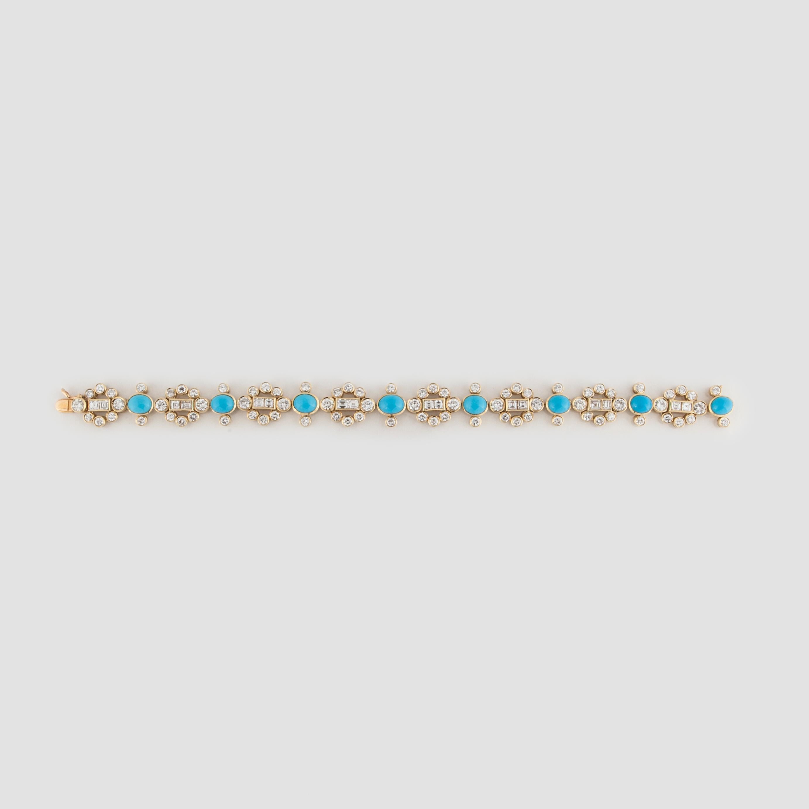 turquoise and diamond tennis bracelet