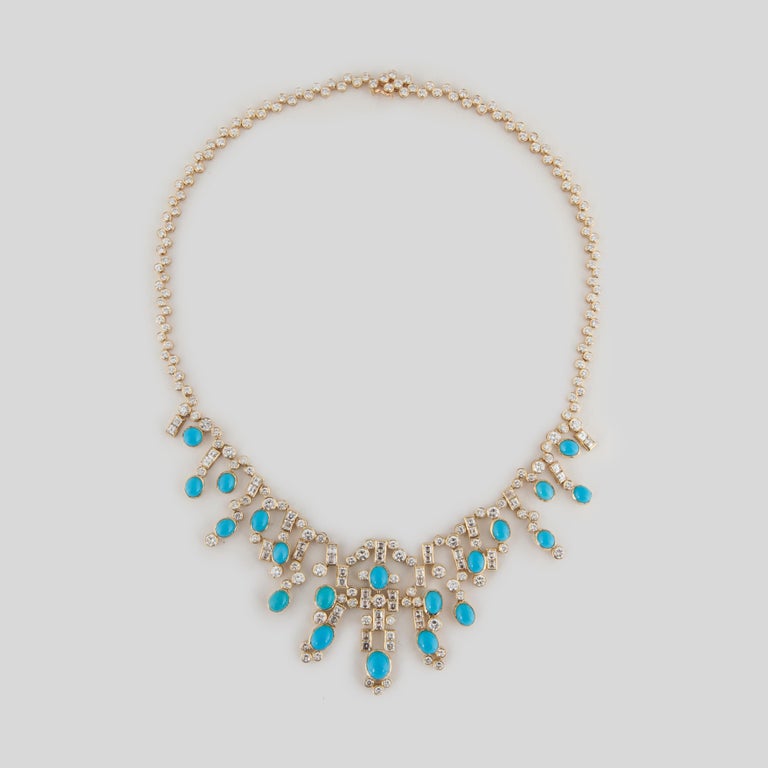 Adler Turquoise, Diamond, and Yellow Gold Necklace For Sale at 1stDibs