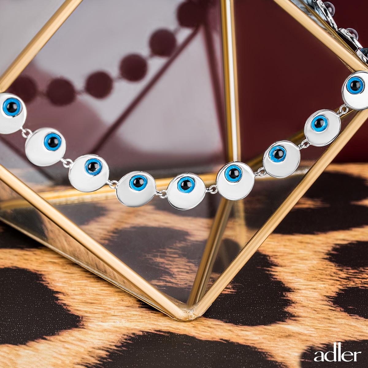 Adler White Gold Blue Enamel Eye Bracelet 3