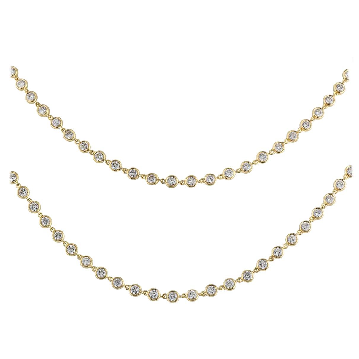 Adler Yellow Gold Diamond Line Necklace 17.20 Carat