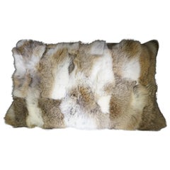 ADM France Contemporary Rabbit fur Pillow in Brown/White
