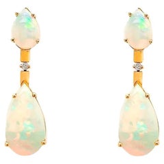 Admirable 18k Yellow Gold Opal Earring with Diamonds (B13508n)
