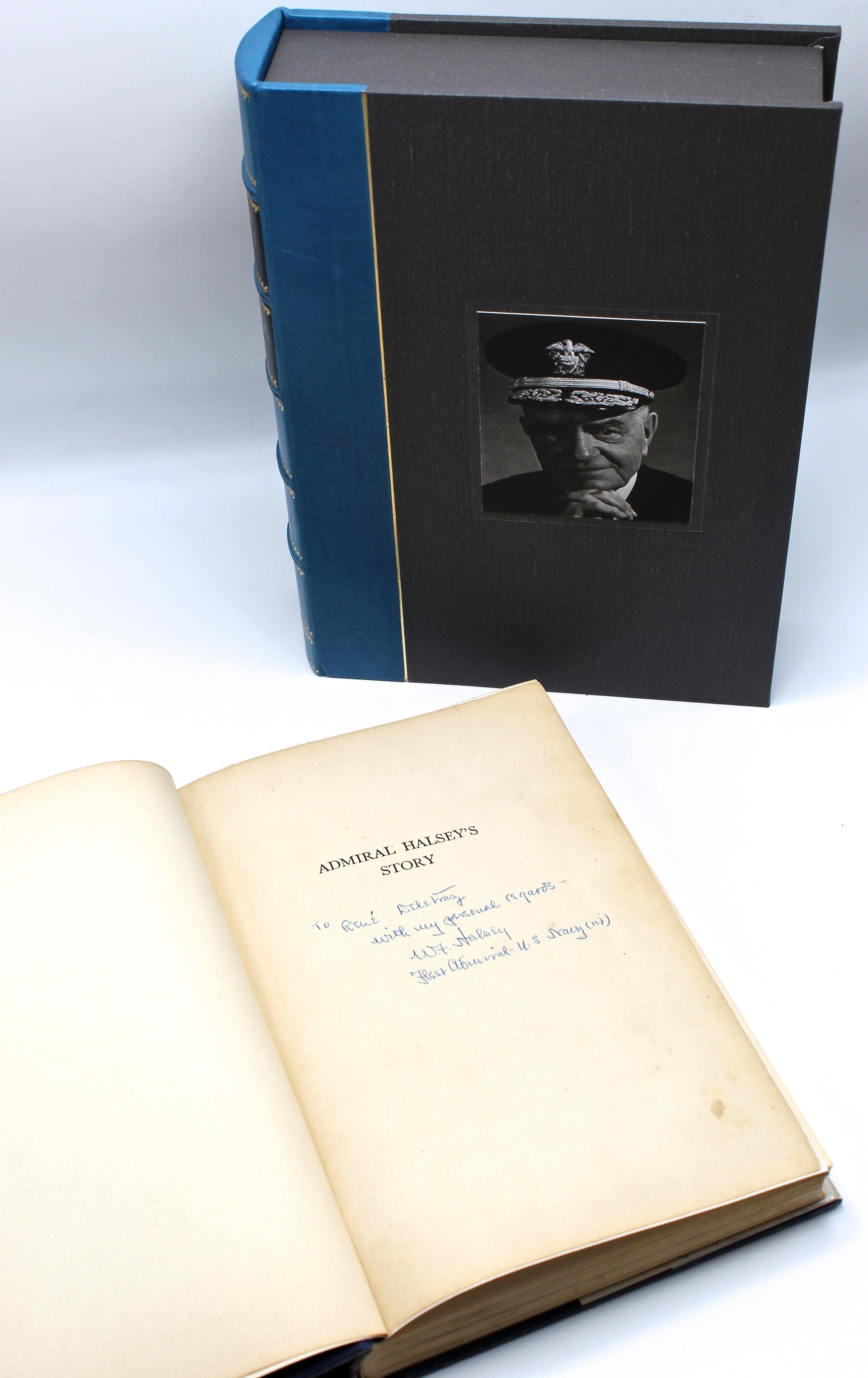 Halsey, Fleet Admiral William F., U.S.N. and Lt. Comdr. J. Bryan, III, U.S.N.R. Admiral Halsey’s Story. New York: Wittlesley House, 1947. Inscribed and signed first edition. Presented in original dust jacket with custom clamshell.

This first