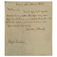 Amiral Horatio Lord Nelson Antique 1801 Note manuscrite signée sur papier